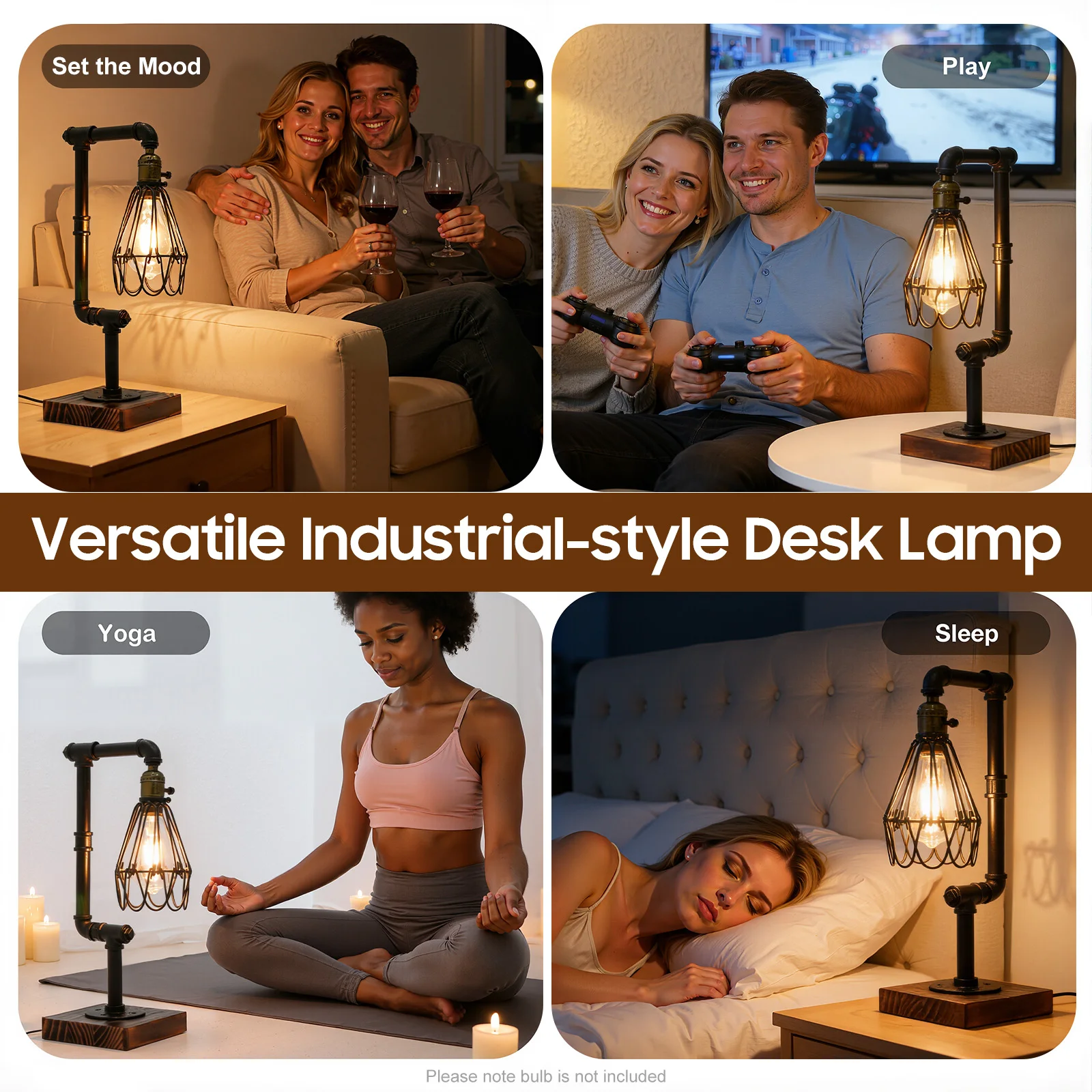 Retro Industrial Table Lamp Metal Water Pipe Desk Decor Lights Loft Study Room Bedroom Night Lighting Fixture 220V E27