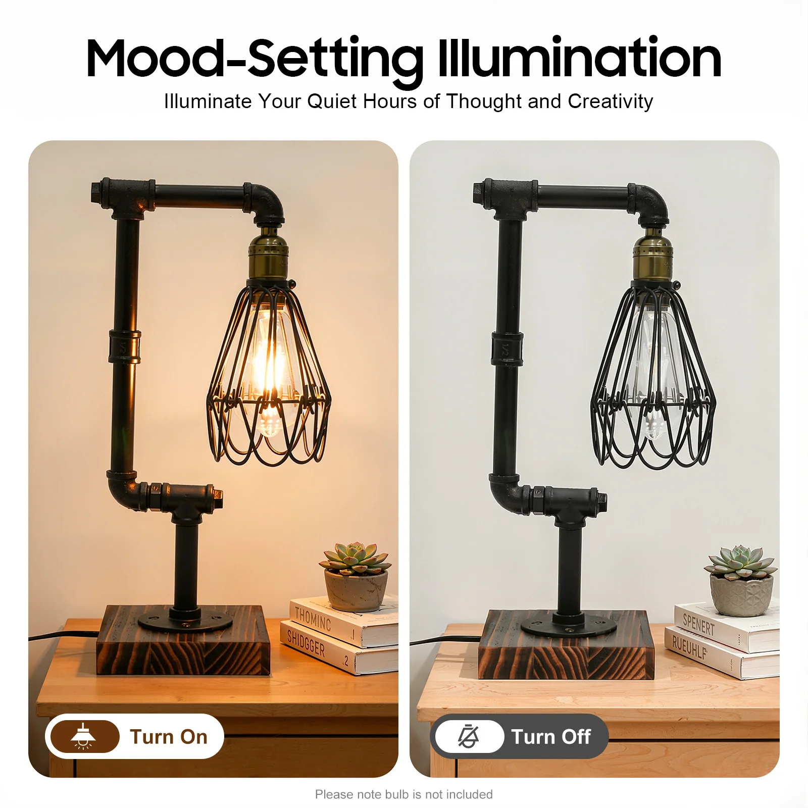 Retro Industrial Table Lamp Metal Water Pipe Desk Decor Lights Loft Study Room Bedroom Night Lighting Fixture 220V E27
