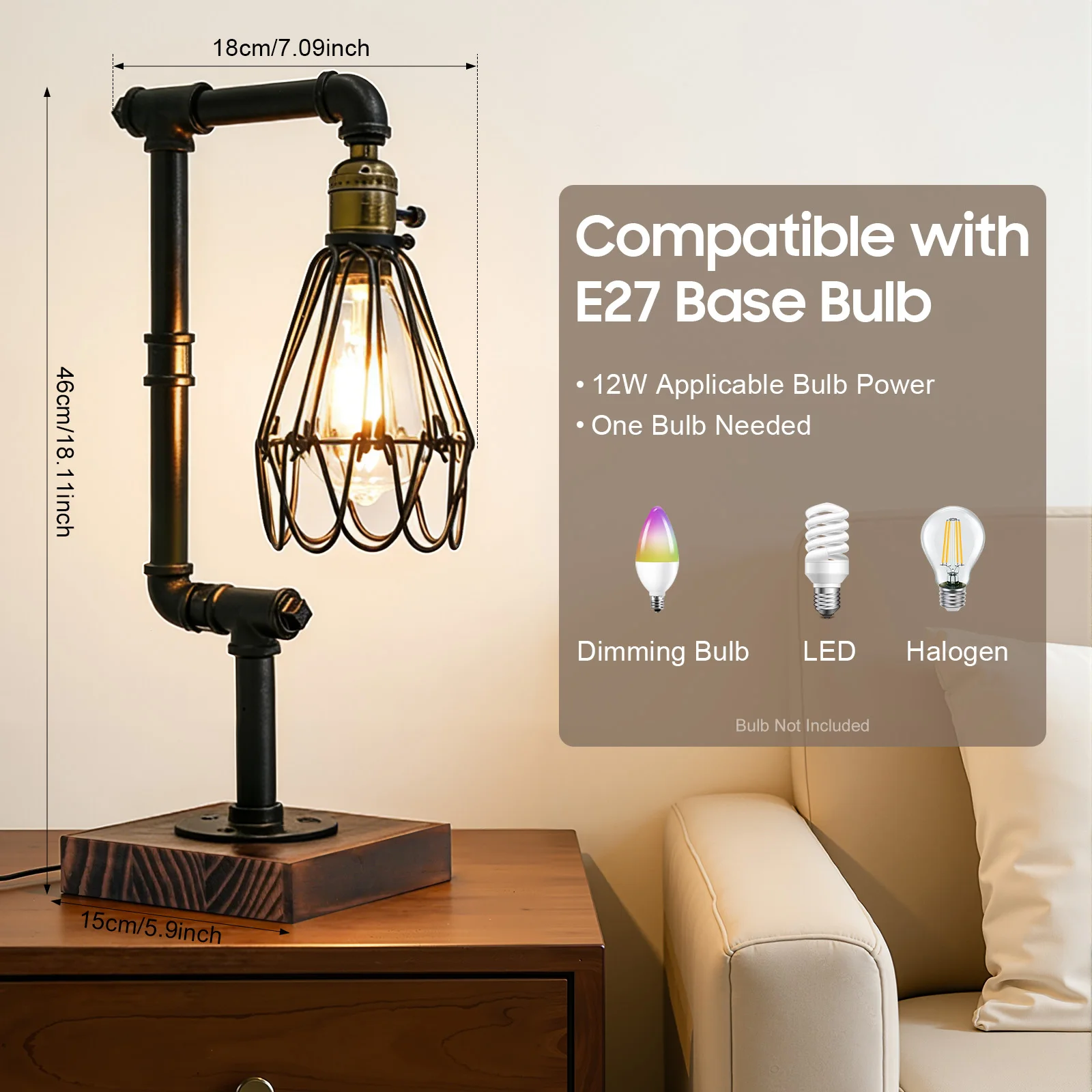 Retro Industrial Table Lamp Metal Water Pipe Desk Decor Lights Loft Study Room Bedroom Night Lighting Fixture 220V E27