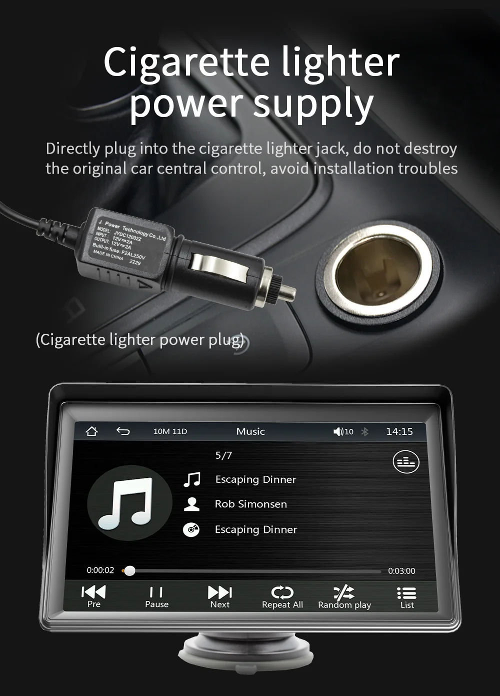 ESSGOO CarPlay Android Auto Car Radio Multimedia Video Player 7inch Portable Touch Screen With USB AUX For Rear View Camera
