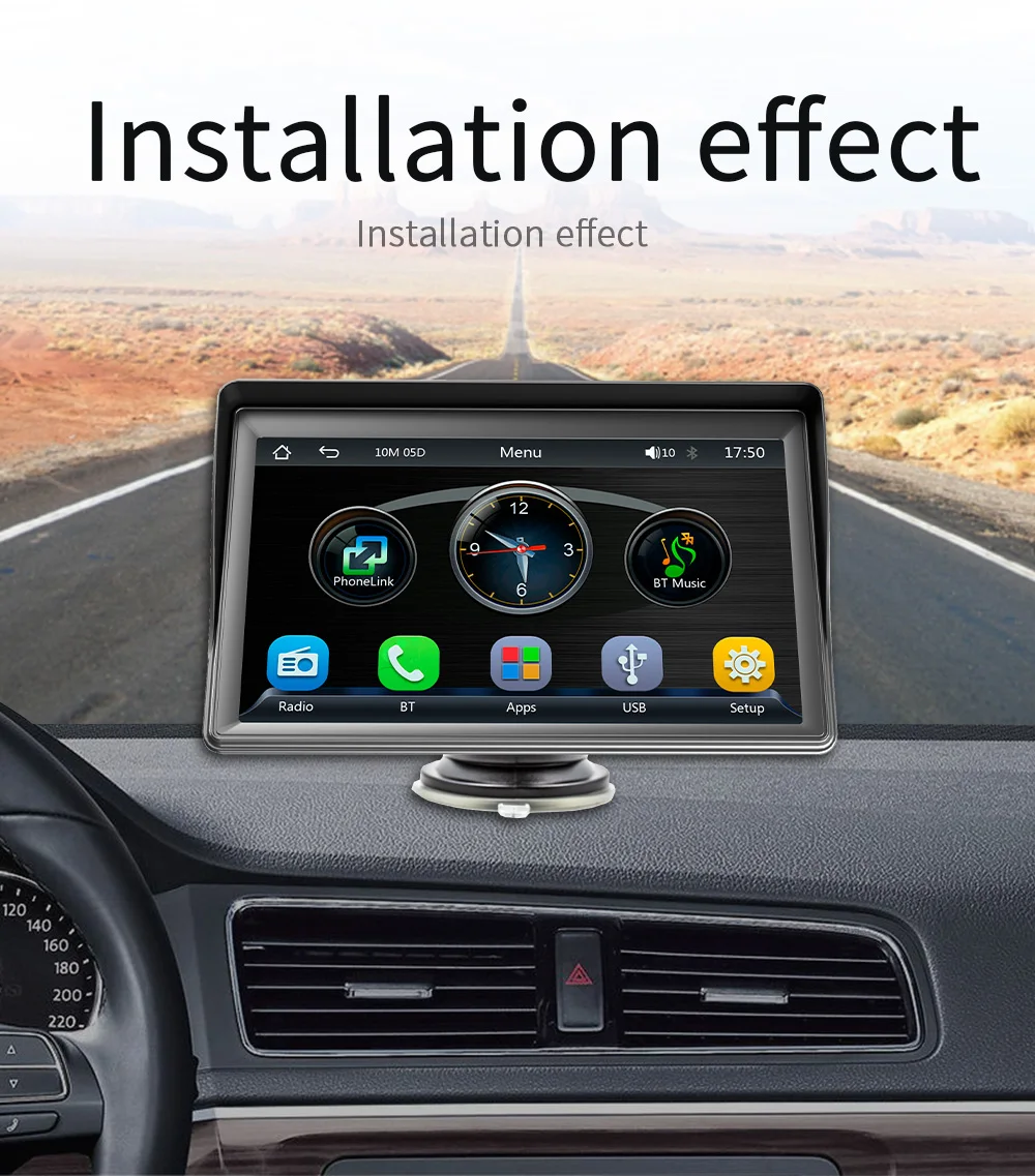 ESSGOO CarPlay Android Auto Car Radio Multimedia Video Player 7inch Portable Touch Screen With USB AUX For Rear View Camera