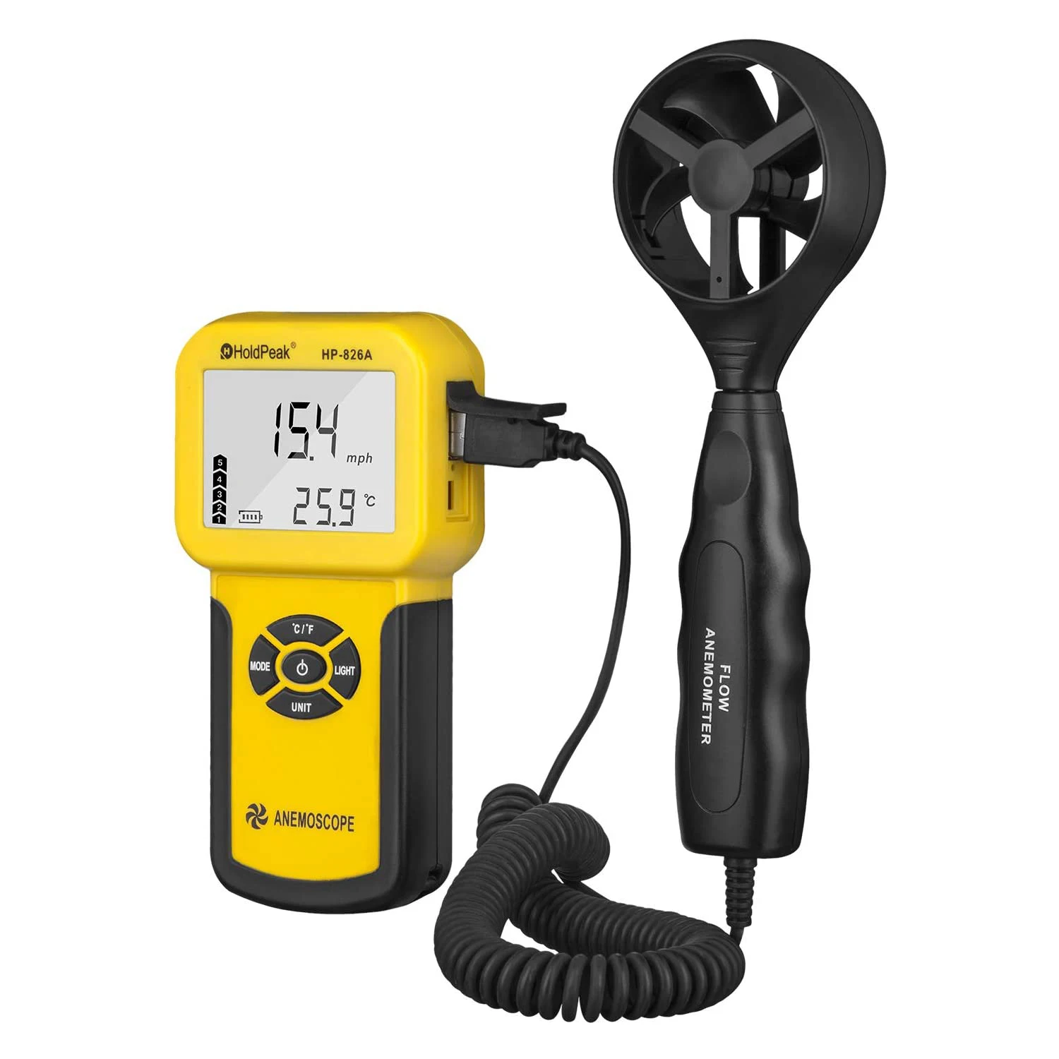 0.3~30m/s Wind Speed Sensor HoldPeak HP-826A Digital Anemometer Air Volume Measure Instrument Handheld Tester