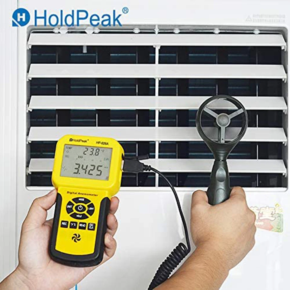 0.3~30m/s Wind Speed Sensor HoldPeak HP-826A Digital Anemometer Air Volume Measure Instrument Handheld Tester
