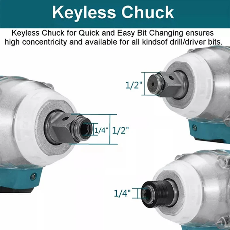 Kamolee 520N.M Brushless Cordless Electric Impact Wrench DTW285 Dual Function Power Tools Compatible with 18V Makita Battery