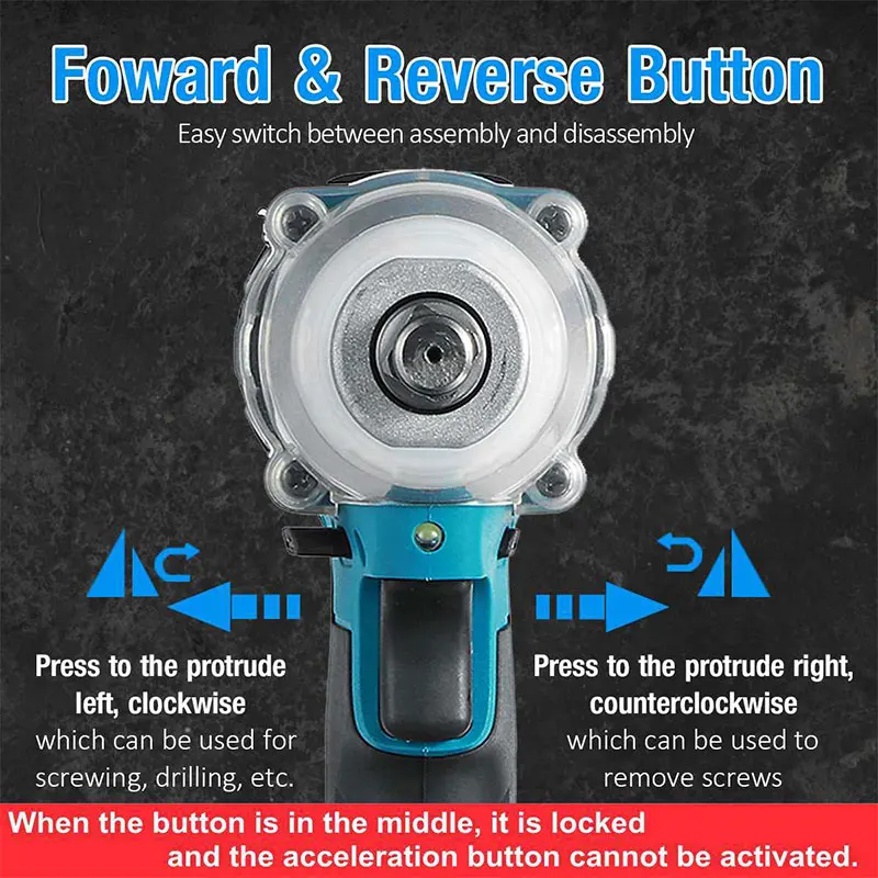 Kamolee 520N.M Brushless Cordless Electric Impact Wrench DTW285 Dual Function Power Tools Compatible with 18V Makita Battery