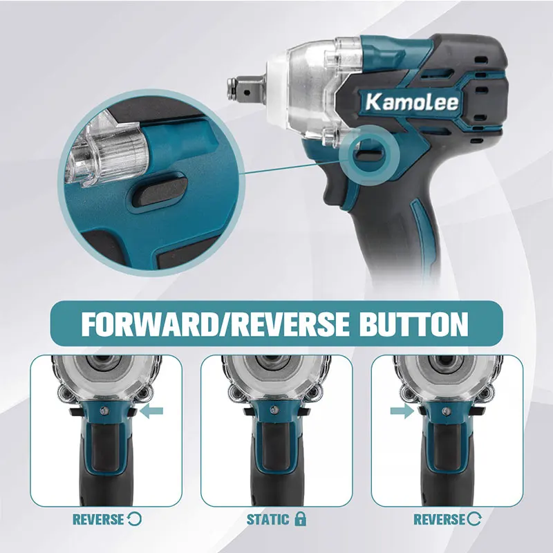 Kamolee 520N.M Brushless Cordless Electric Impact Wrench DTW285 Dual Function Power Tools Compatible with 18V Makita Battery