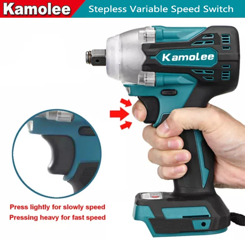 Kamolee 520N.M Brushless Cordless Electric Impact Wrench DTW285 Dual Function Power Tools Compatible with 18V Makita Battery