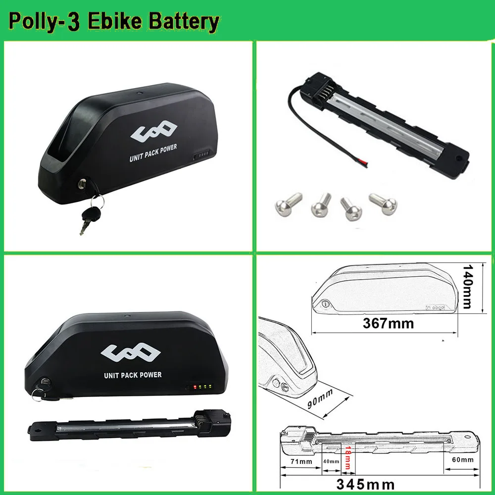 Polly 18650 21700 EBike Battery 48V 52V 25Ah 60V 36V 20Ah Electric Bicycle Bateria Pack for 2000W 1500W 1000W 500W 350W 250W