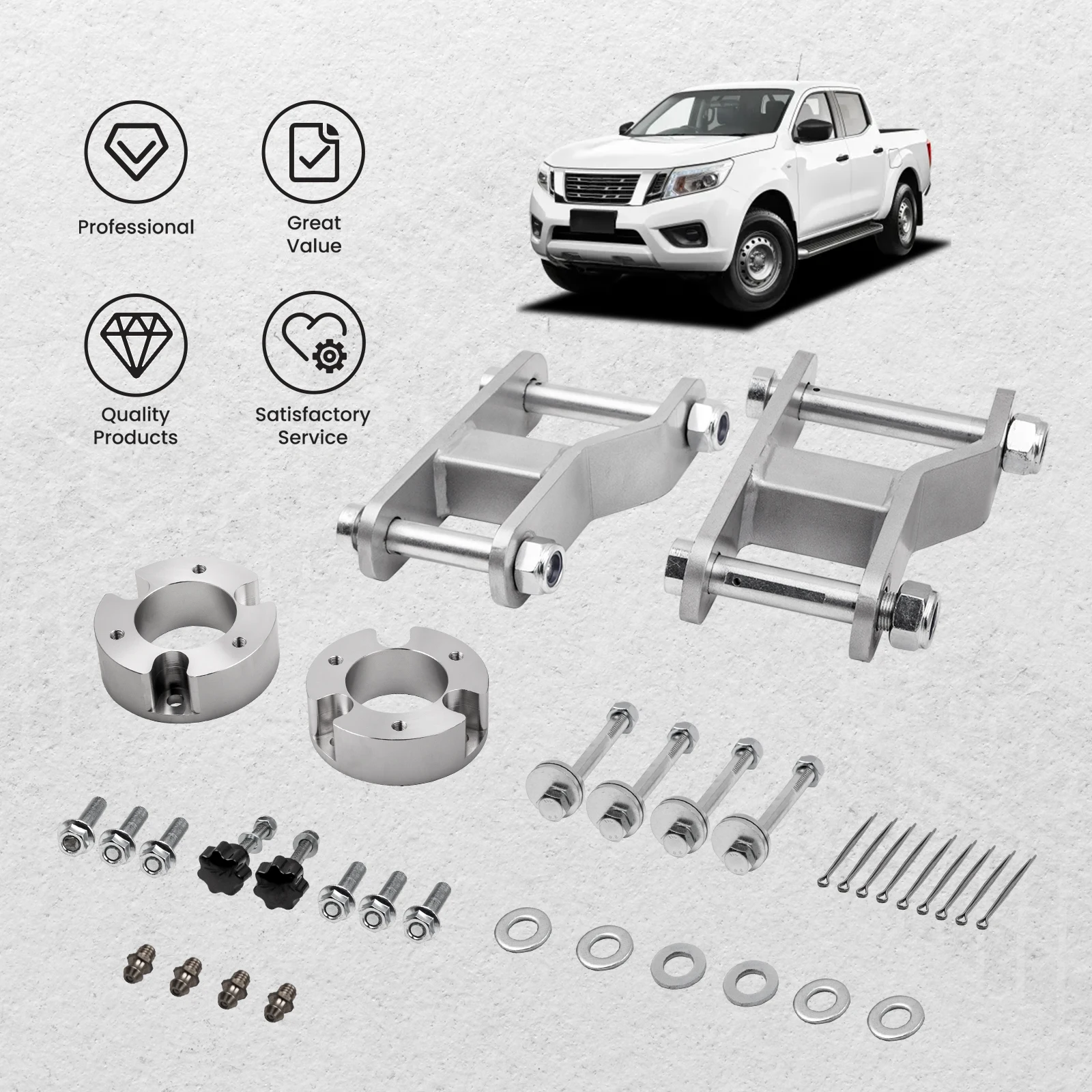 2.5" Front 2" Rear Shock Spacer Shackle Suspension Lift for Nissan Navara D40