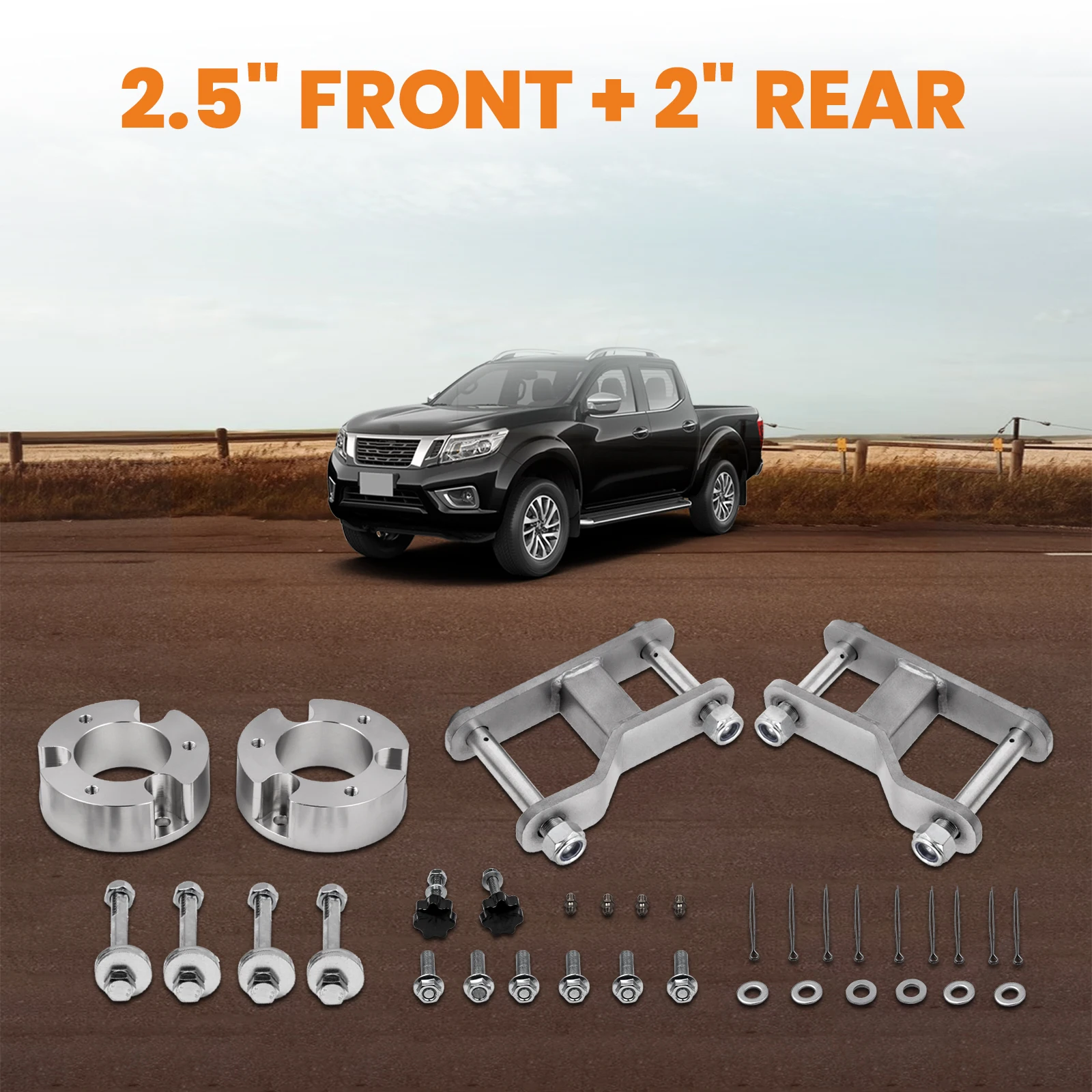 2.5" Front 2" Rear Shock Spacer Shackle Suspension Lift for Nissan Navara D40