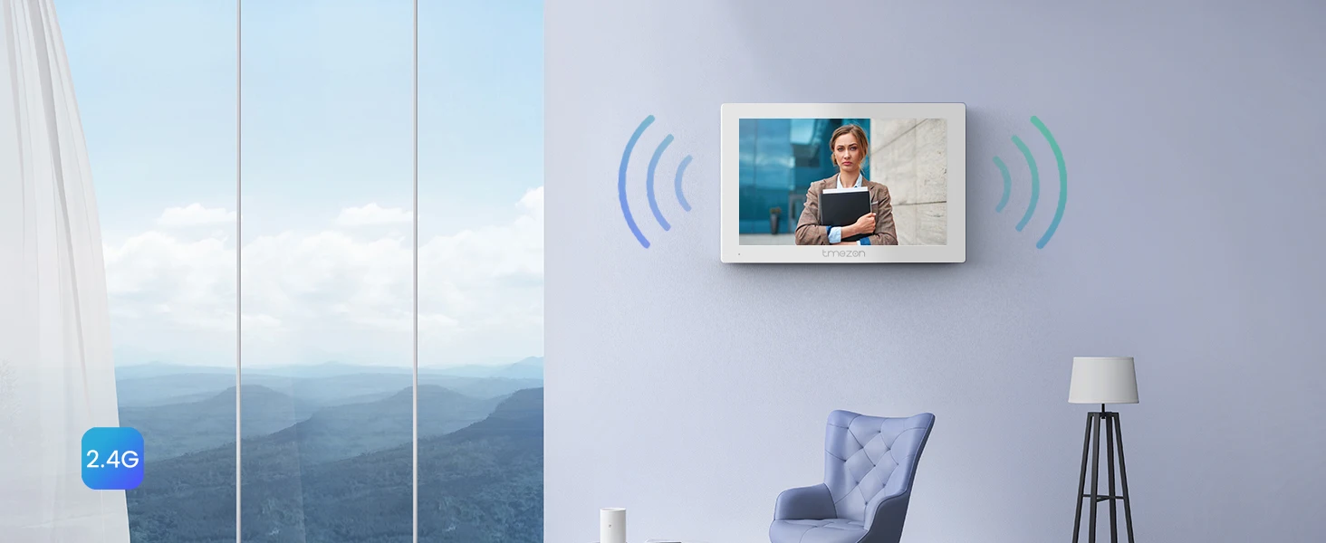 TMEZON 7 Inch Tuya App 1080P Wifi Smart Video DoorPhone Intercom System with Wired Doorbell APP/Password/Card Swipe TouchScreen