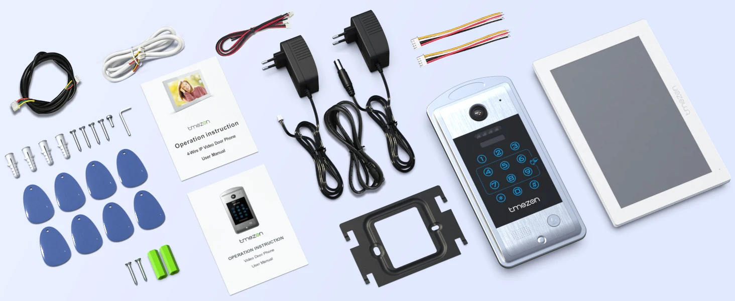 TMEZON 7 Inch Tuya App 1080P Wifi Smart Video DoorPhone Intercom System with Wired Doorbell APP/Password/Card Swipe TouchScreen