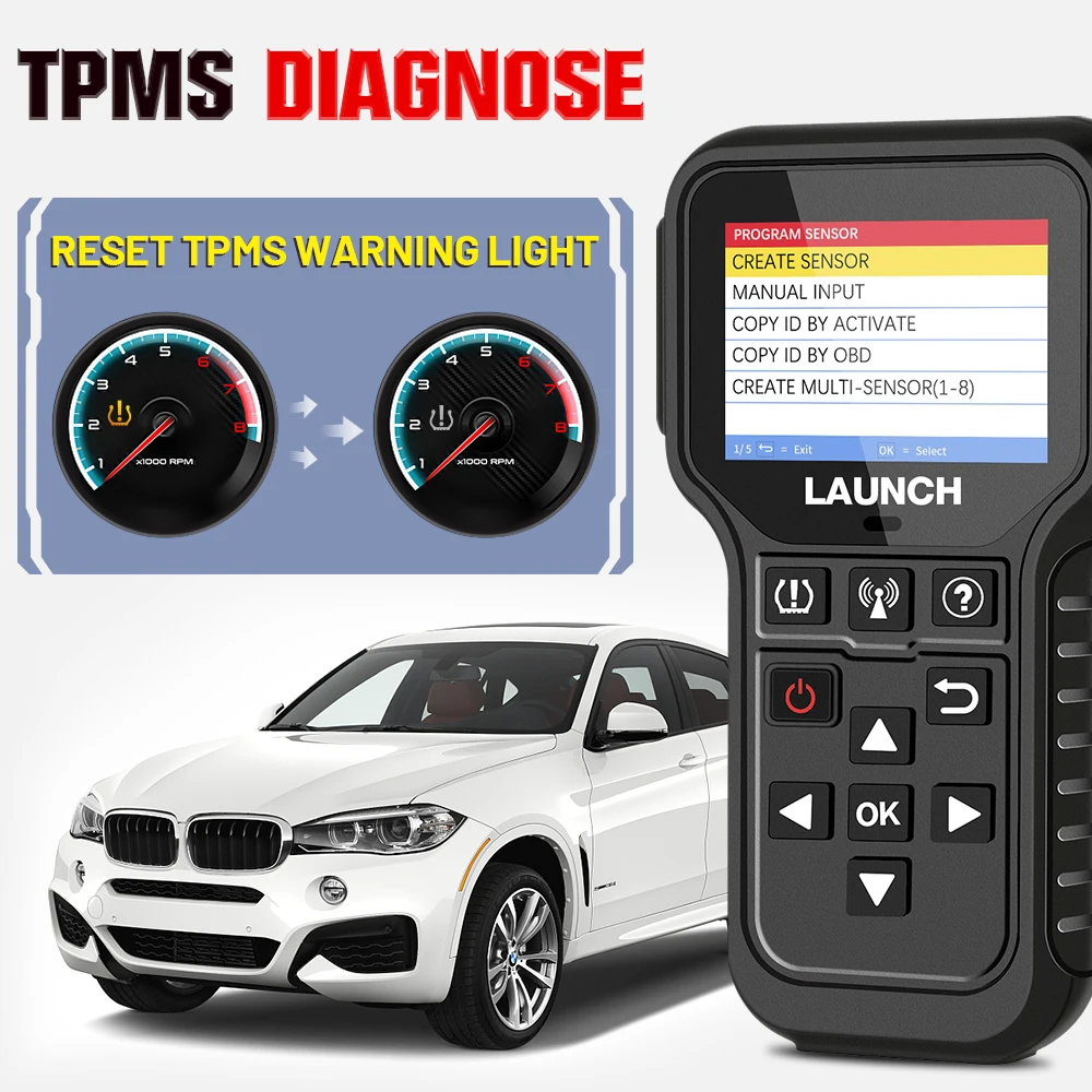 LAUNCH X431 CRT5011E TPMS Diagnostic Tool Tire Pressure 315MHz 433MHz Activation Sensor OBD Automatic Stationary Relearn Program