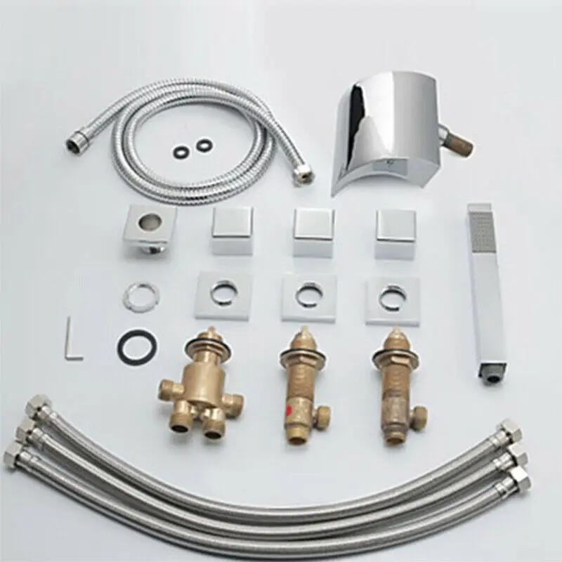 5 Hole Bathroom Bathtub Faucet Chrome Tub Sink Tap w/Hand Shower