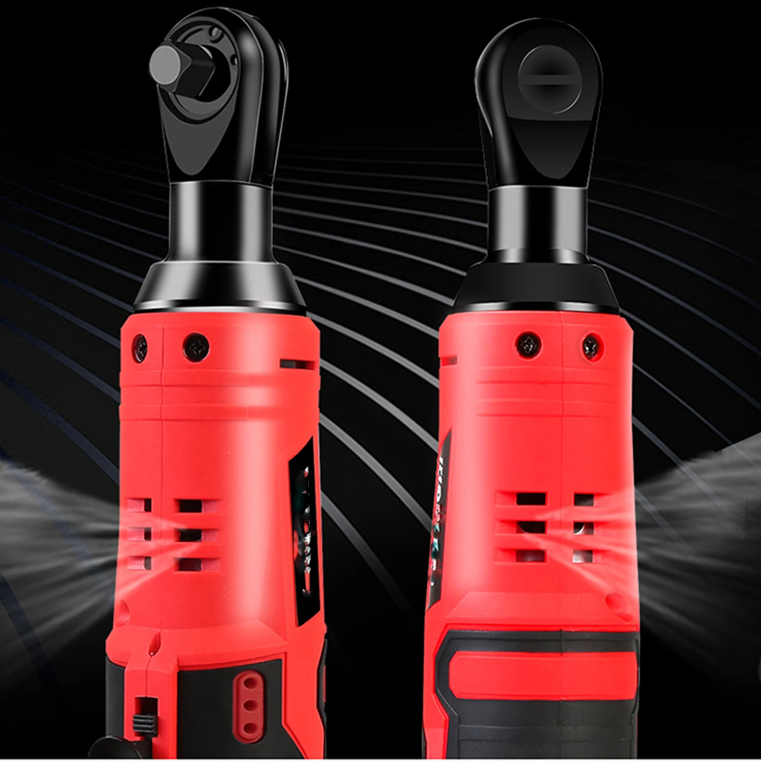 3/8" 12V Cordless Impact Ratchet Wrench Electric Angle Ratchet 2 * 2Ah with 6 Nut for Car Wheel Repair, Mechanical Maintenance