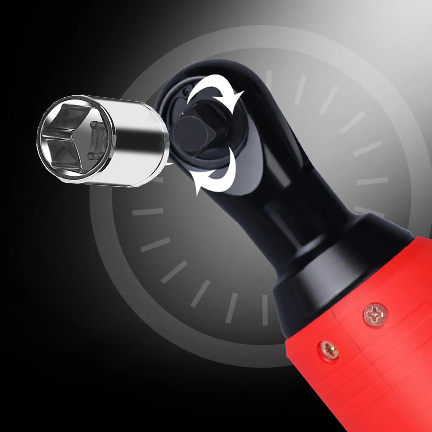 3/8" 12V Cordless Impact Ratchet Wrench Electric Angle Ratchet 2 * 2Ah with 6 Nut for Car Wheel Repair, Mechanical Maintenance