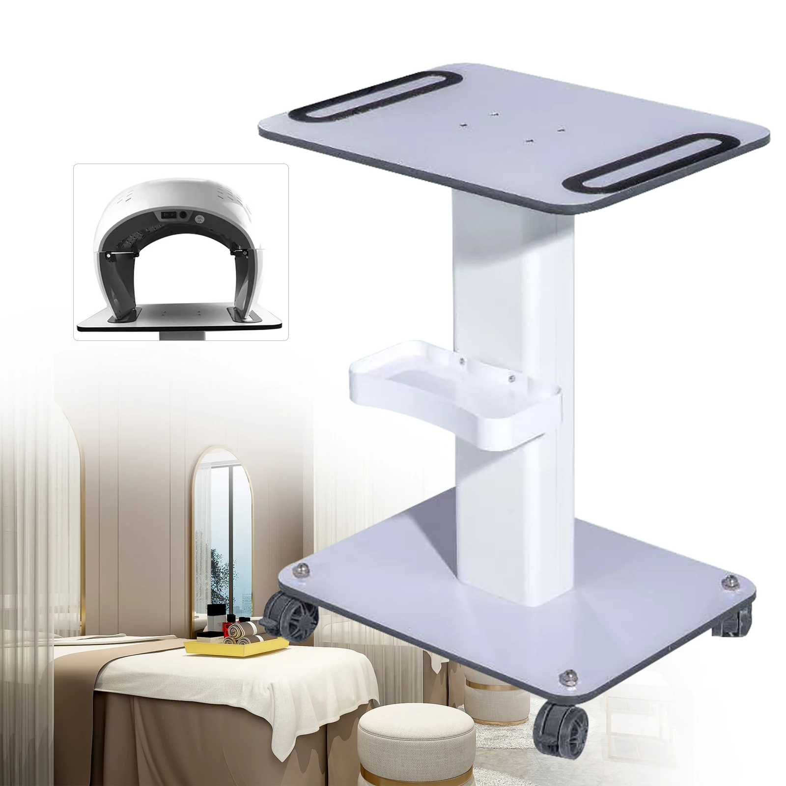 Bymaocar 360° Salon Trolley Stand For Beauty Machine Super Large Table Organizer Stand SPA Rolling Cart