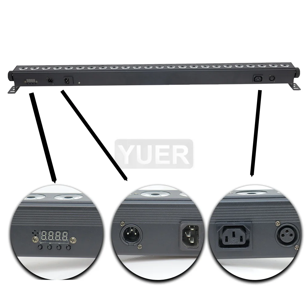 YUER DMX 24x4W LED RGBW 4IN1 Led Wall Wash Light Led Bar DMX Line Bar Wash Stage Light Party Wedding Events Lighting