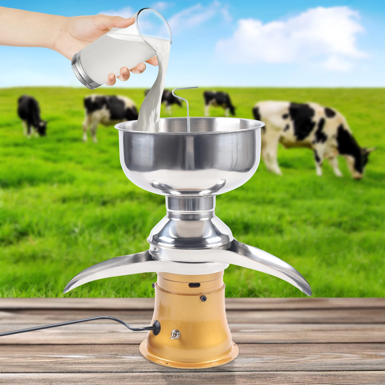 Electric Milk Cream Separator Household Commercial 50 L/H Milk Skimming and Separate Cream Centrifugal Machine