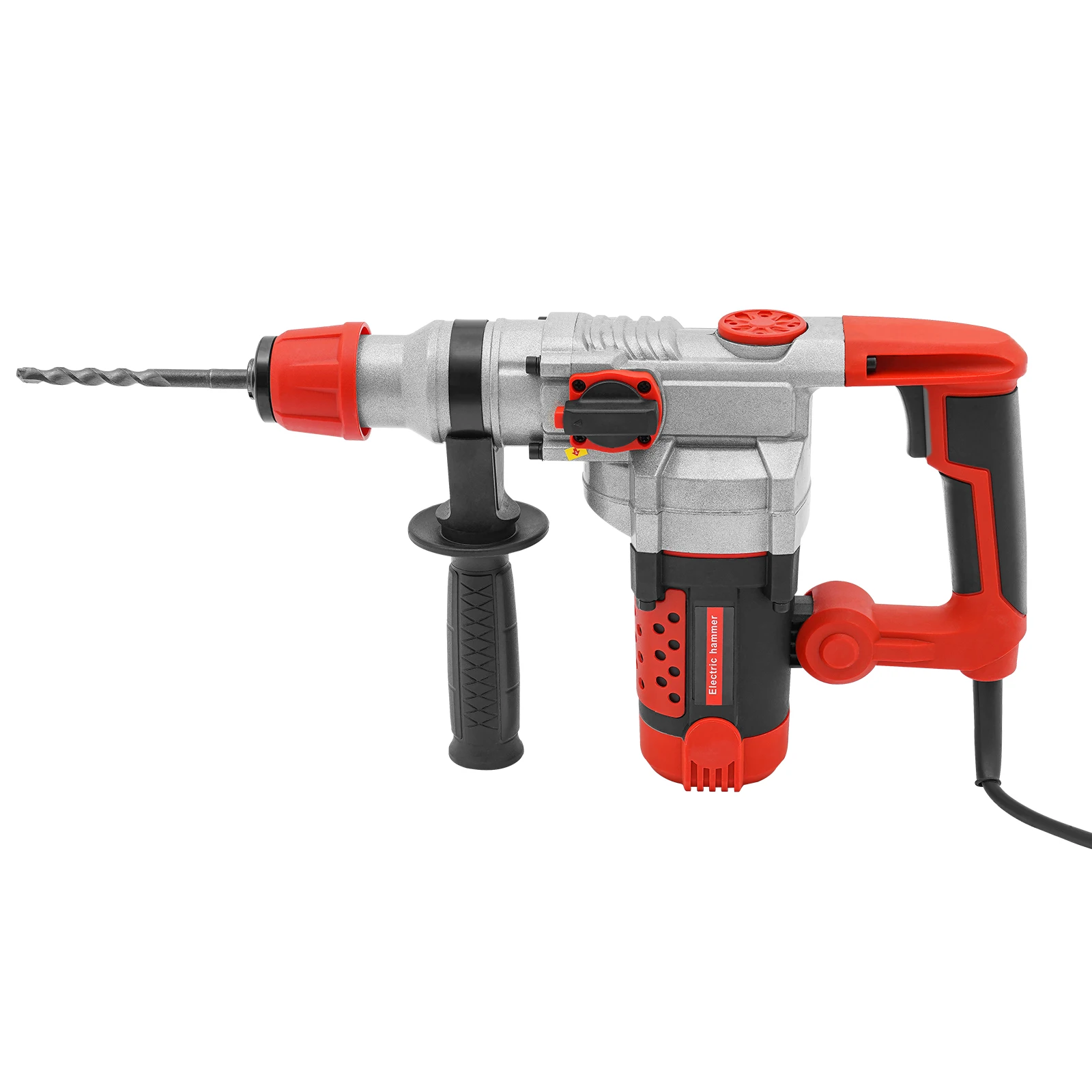 2200W Electric Rotary Demolition Hammer Drill Handheld Concrete Breaker Perforator Chisel Percussion Drill 0-930Rpm with 6 Bits