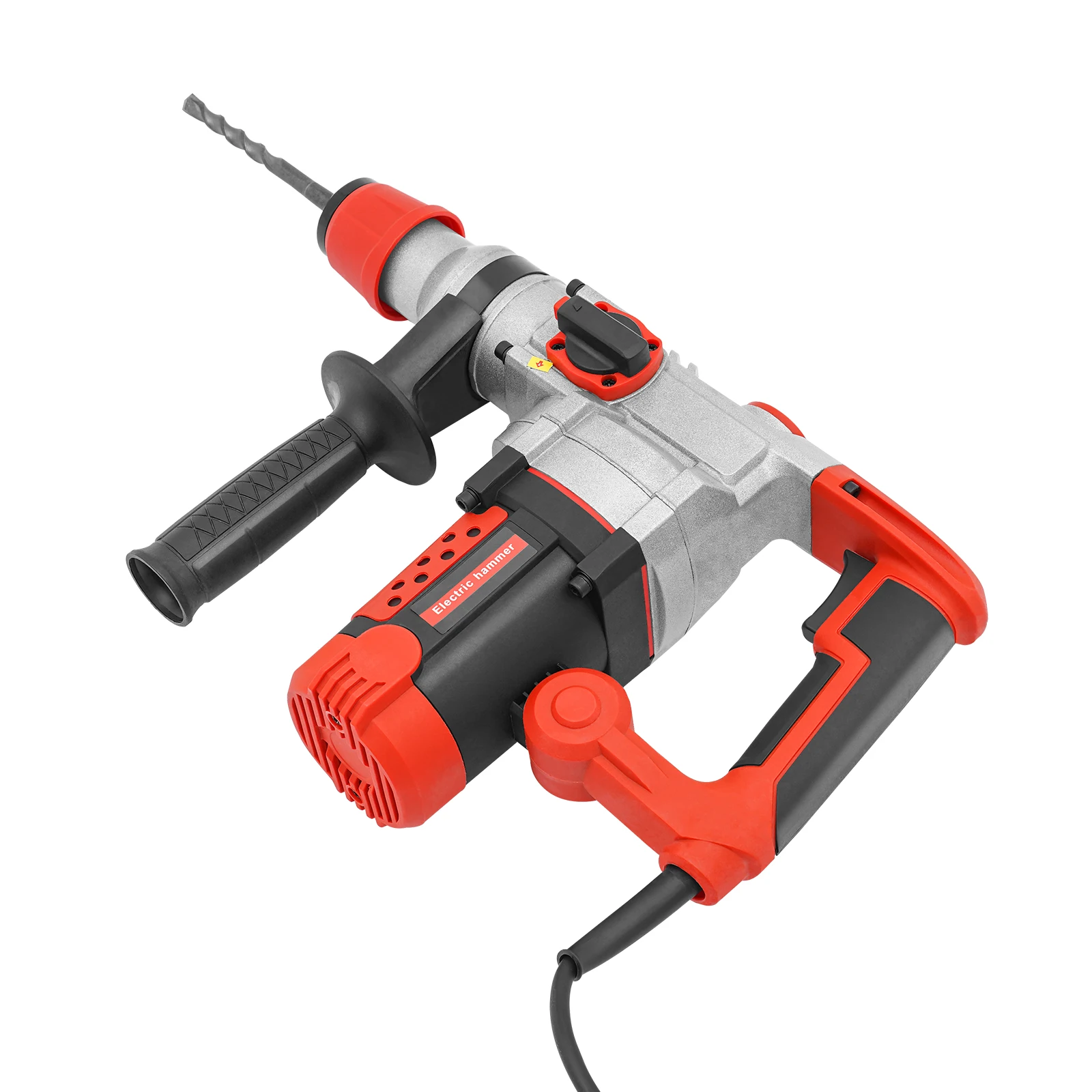 2200W Electric Rotary Demolition Hammer Drill Handheld Concrete Breaker Perforator Chisel Percussion Drill 0-930Rpm with 6 Bits