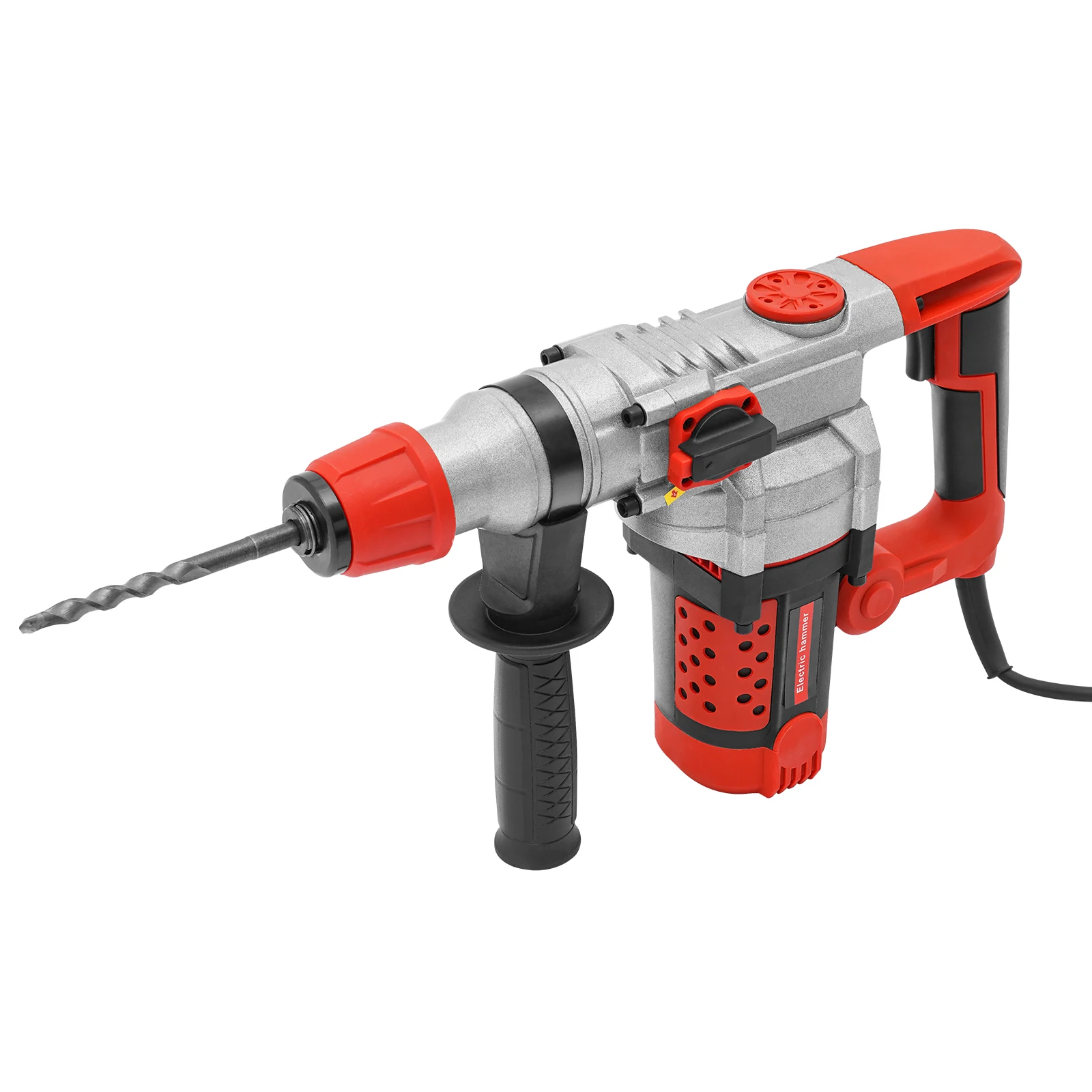 2200W Electric Rotary Demolition Hammer Drill Handheld Concrete Breaker Perforator Chisel Percussion Drill 0-930Rpm with 6 Bits