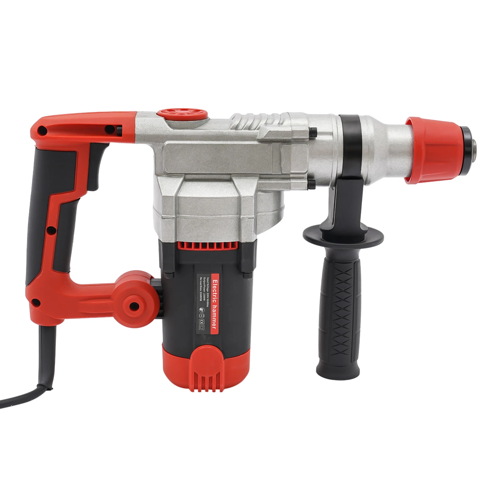 2200W Electric Rotary Demolition Hammer Drill Handheld Concrete Breaker Perforator Chisel Percussion Drill 0-930Rpm with 6 Bits