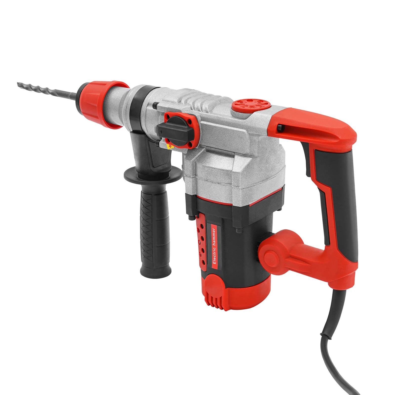 2200W Electric Rotary Demolition Hammer Drill Handheld Concrete Breaker Perforator Chisel Percussion Drill 0-930Rpm with 6 Bits