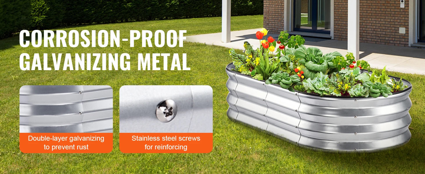SucceBuy Raised Garden Bed Kit Metal Raised Planter Box Garden Beds Outdoor for Vegetables Flowers and Herbs with Open Bottom