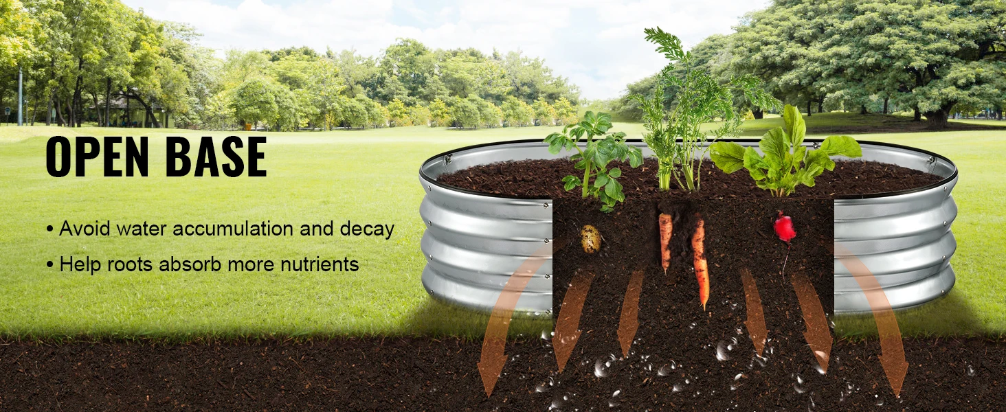 SucceBuy Raised Garden Bed Kit Metal Raised Planter Box Garden Beds Outdoor for Vegetables Flowers and Herbs with Open Bottom