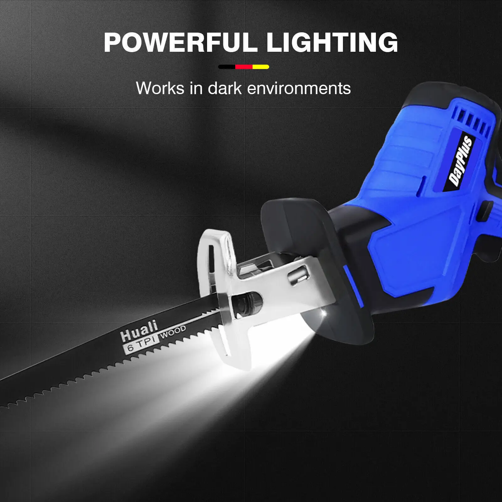 Cordless Reciprocating Saw with 1 Battery, Variable Speed, Cordless Sabre Saw, Electric Saw for Wood & Metal Cutting, LED Light