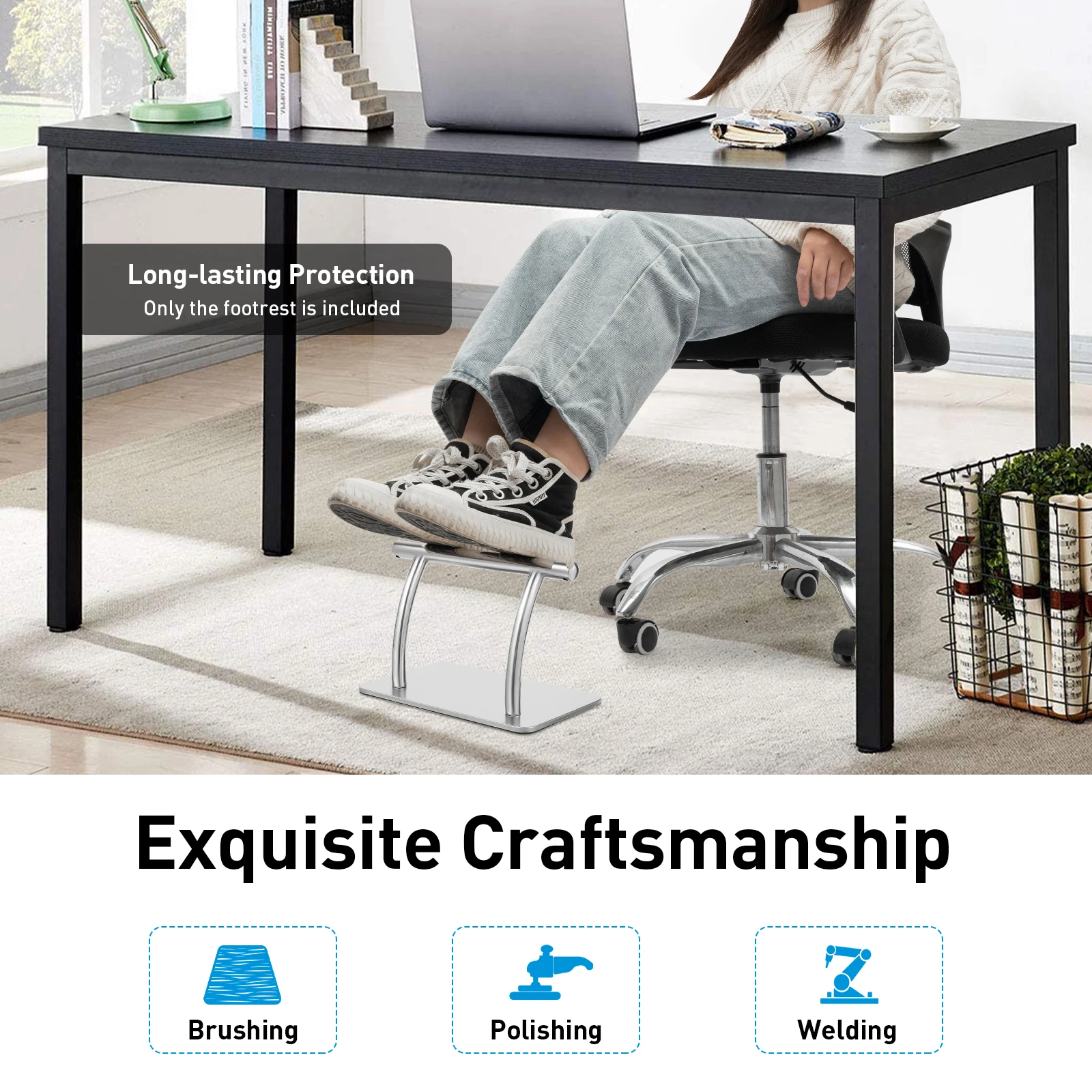 Stainless Steel Barber Chair Pedal Hairdresser Salon Chair Mount Footrest Hairdressing Footstool for Barber Shops 29.5*19*20.5cm