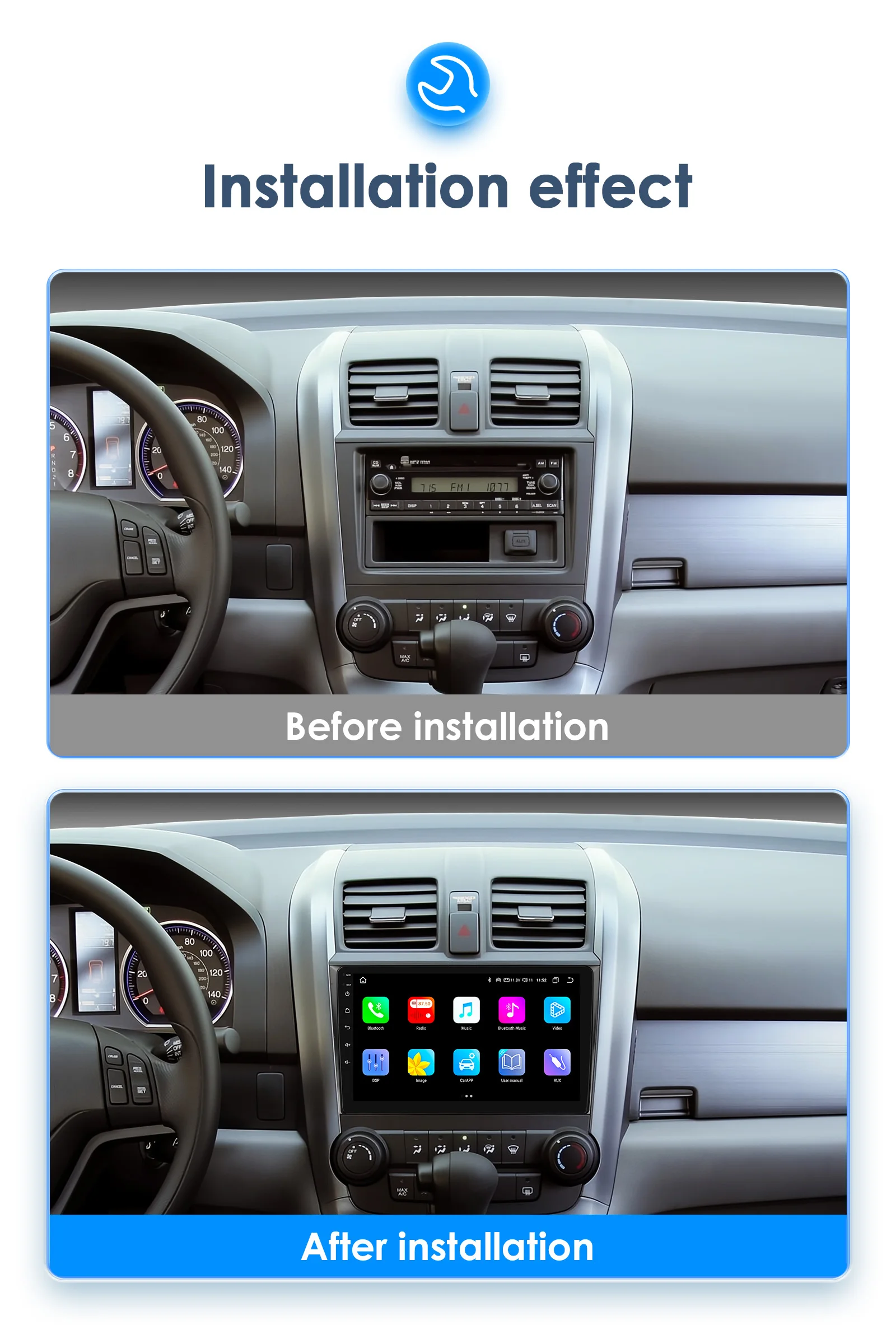 Hizpo Car Radio for Honda CR-V 3 RE CRV 2007-2011 GPS Car Intelligent Systems Smart Autoradio CarPlay Android Auto 9 Inch 8 Core