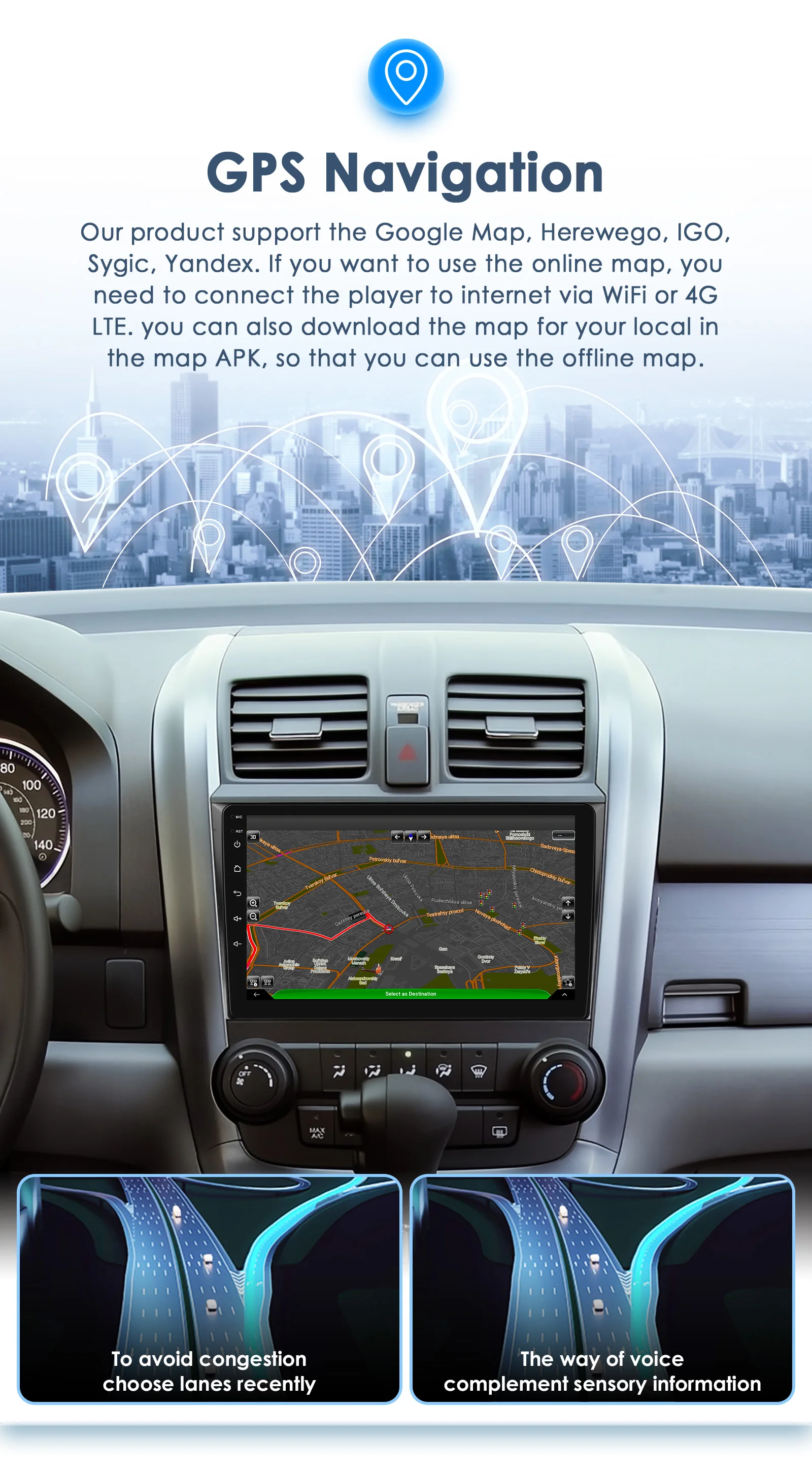 Hizpo Car Radio for Honda CR-V 3 RE CRV 2007-2011 GPS Car Intelligent Systems Smart Autoradio CarPlay Android Auto 9 Inch 8 Core