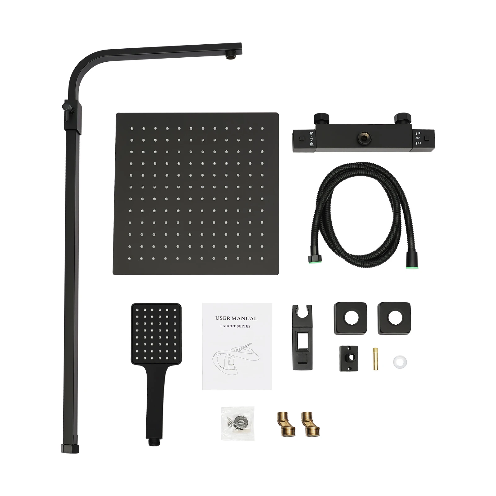 Black Thermostatic Shower Set, Adjustable and Retractable, Ensure a Soothing and Relaxing Showering Experience