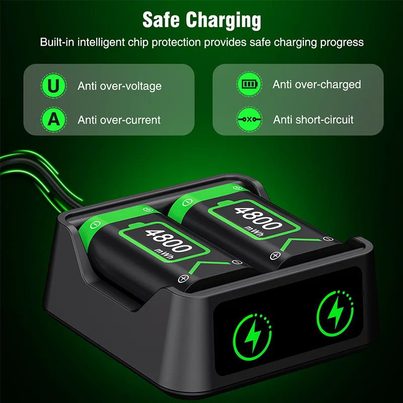 DinoFire X248 For Xbox Controller Rechargeable Battery Packs For Xbox Series X/S & Xbox One Xbox One Battery with Charging Cable
