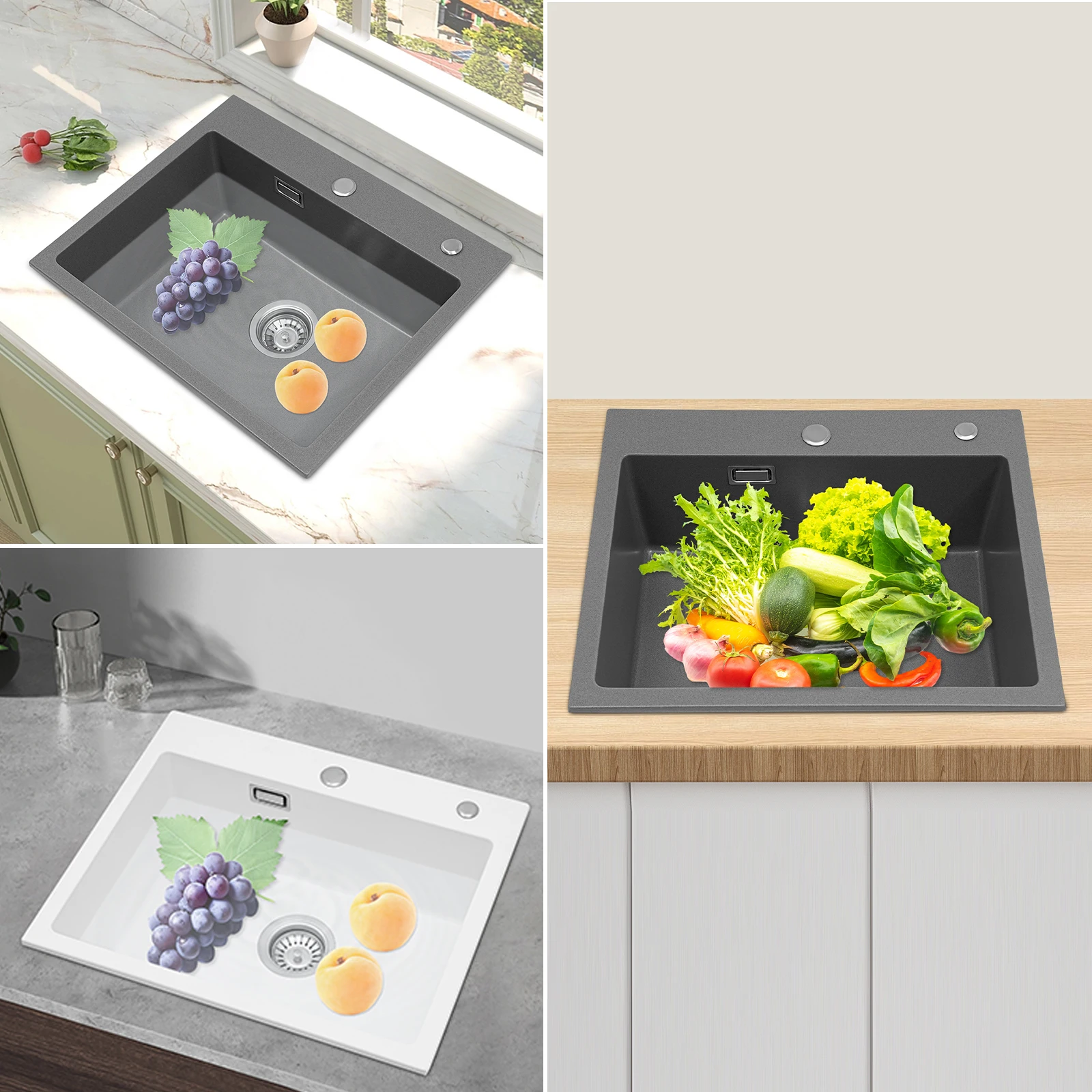 Large Capacity 9In Deep Kitchen Sink Easy to Clean Kitchen Sink Anti-Abrasion for Kitchens/Bathrooms/Restaurants/Hotels