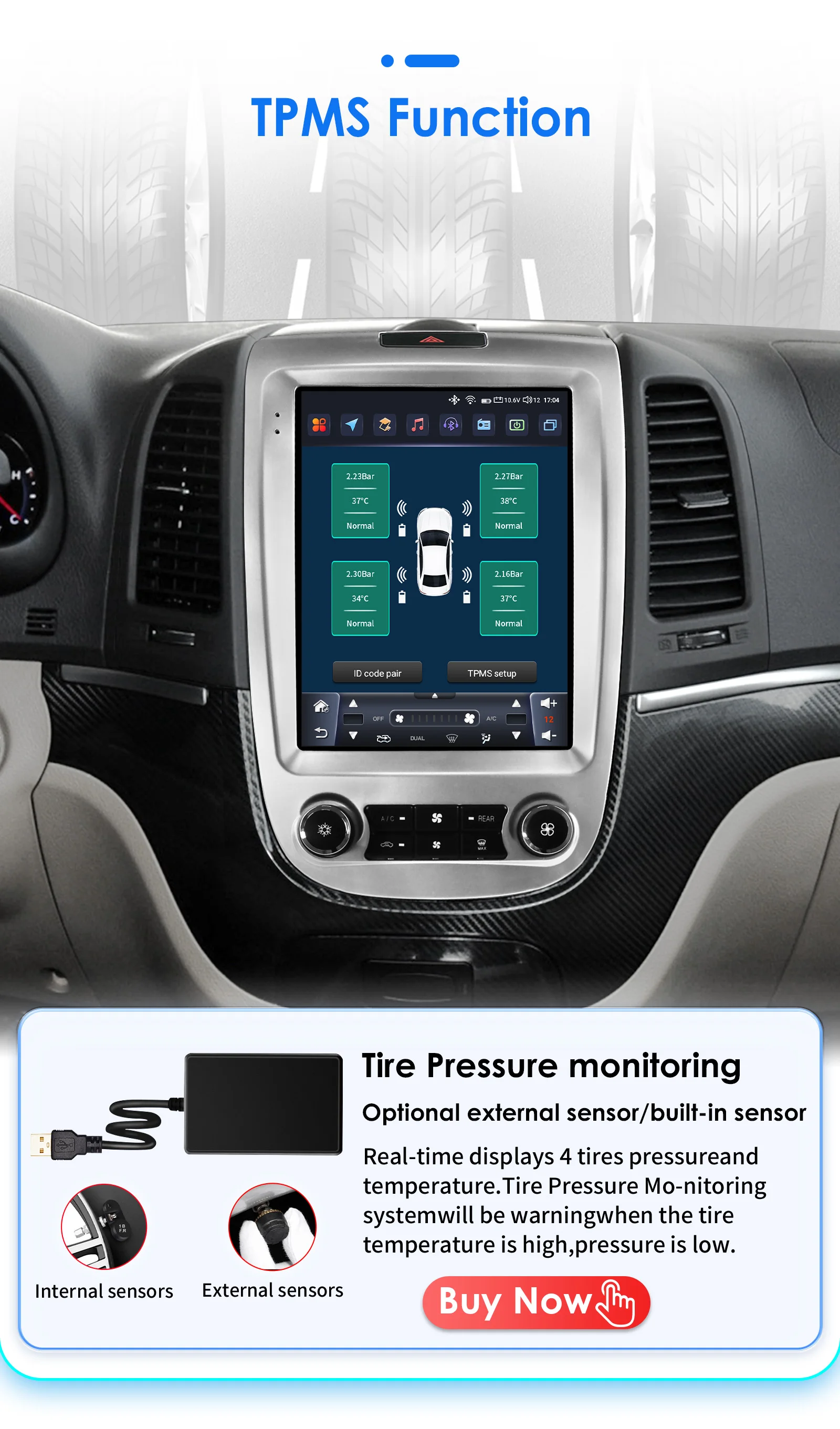 Hizpo For Tesla Style 8Core Car Radio For Hyundai Santa Fe 2 2006-2012 Multimidia Player Navigation GPS 2din Head Unit Carplay
