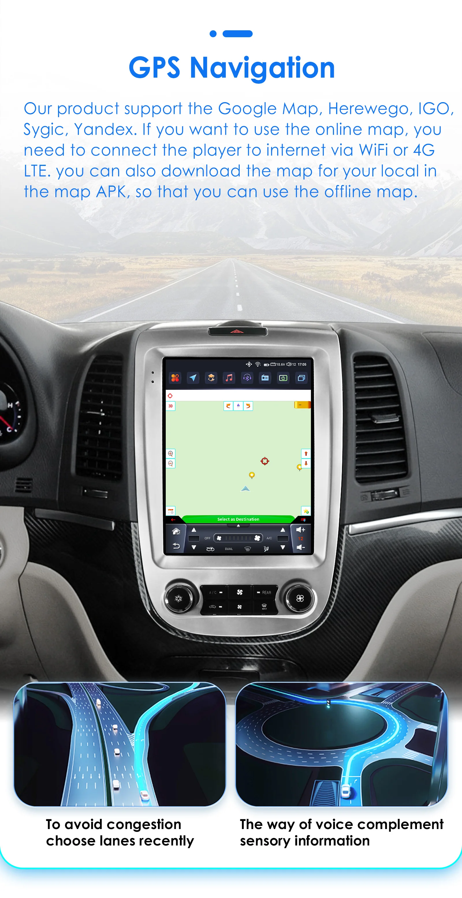 Hizpo For Tesla Style 8Core Car Radio For Hyundai Santa Fe 2 2006-2012 Multimidia Player Navigation GPS 2din Head Unit Carplay
