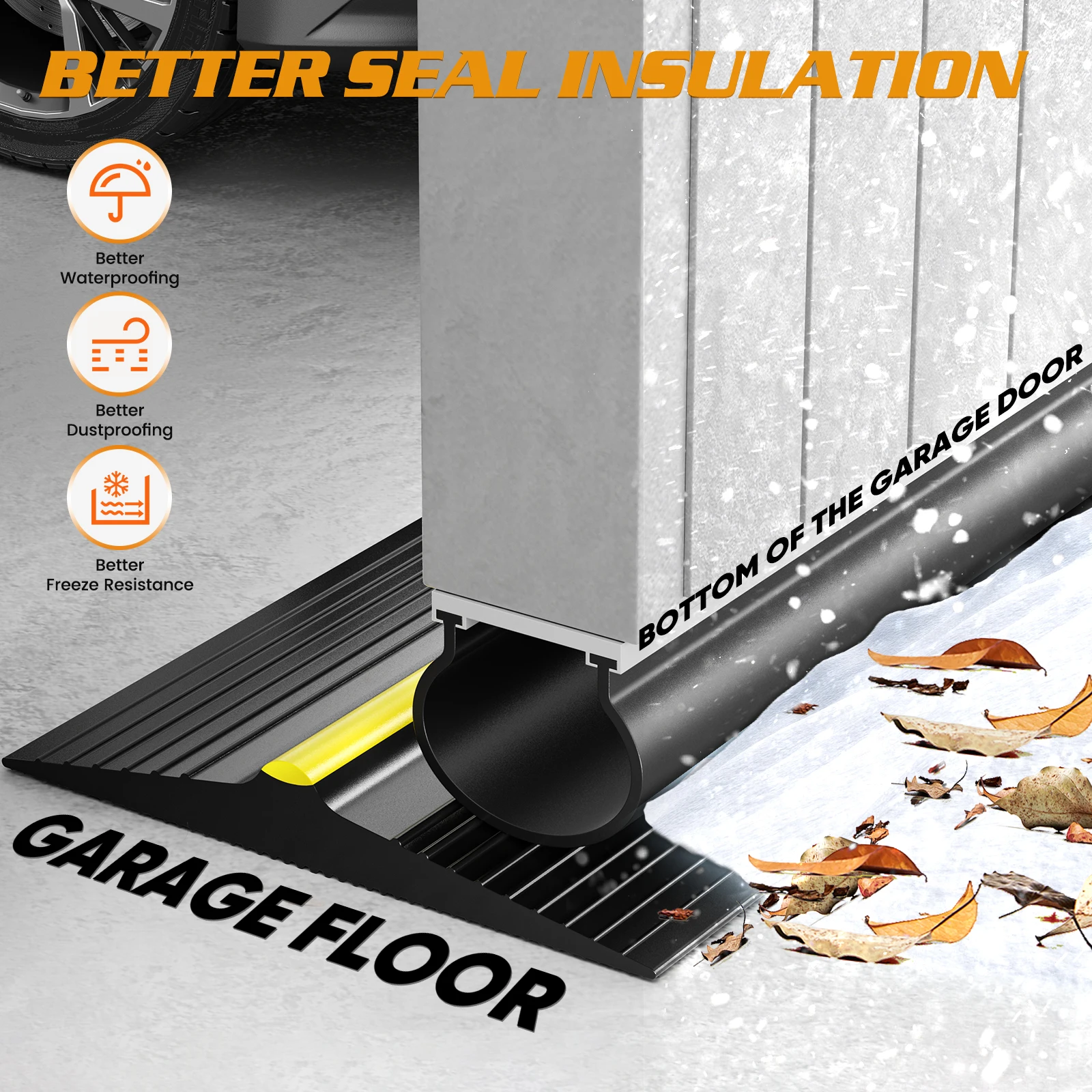 2.5M Garage Door Seal Garage Door Floor Rubber Waterproof Strip Rolling Shutter Door Garage Water Dust Blocking Gap Sealing Strip