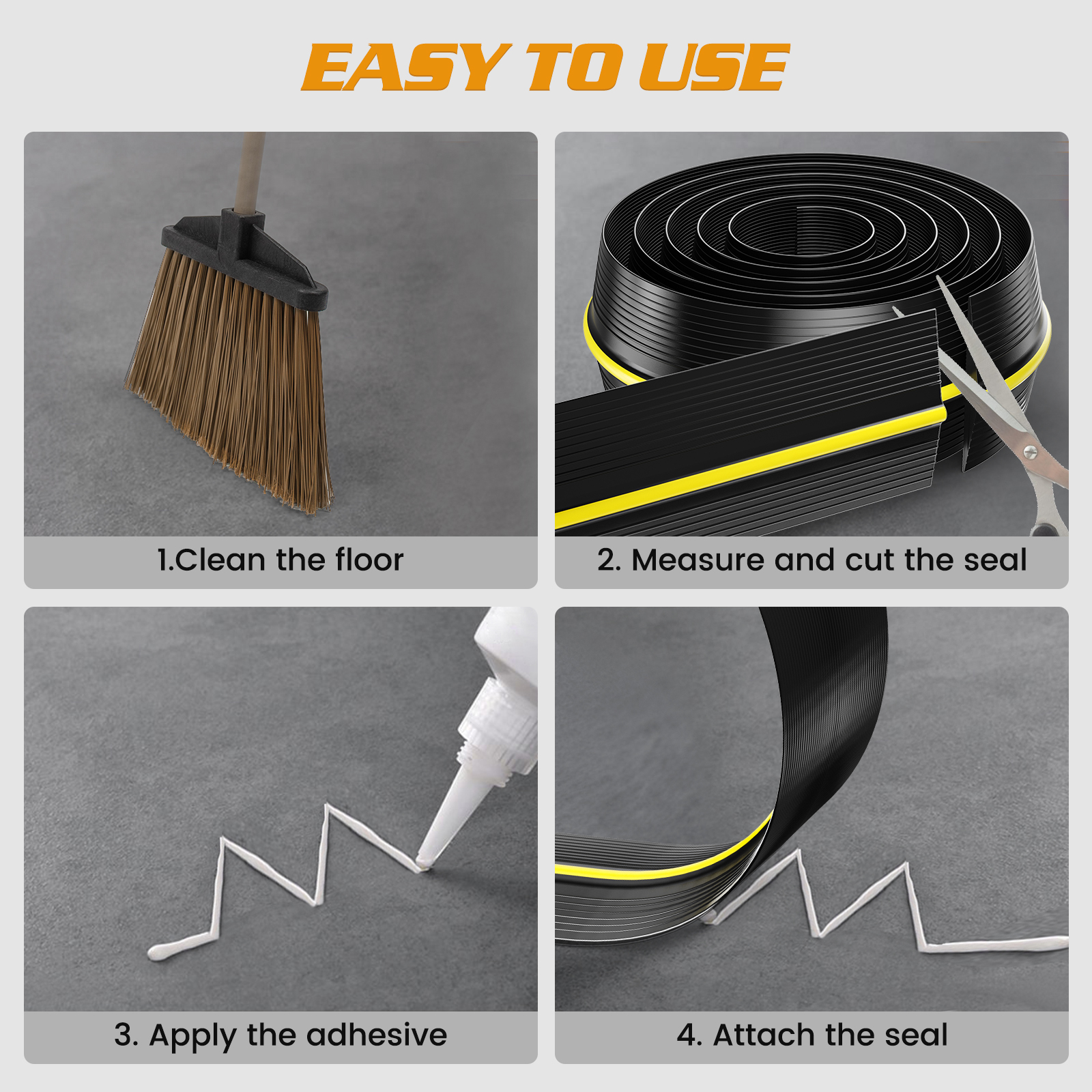 2.5M Garage Door Seal Garage Door Floor Rubber Waterproof Strip Rolling Shutter Door Garage Water Dust Blocking Gap Sealing Strip