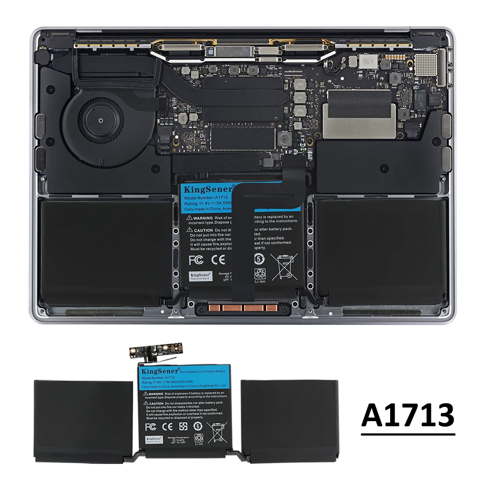 KingSener A1713 Laptop Battery for Apple MacBook Pro 13" A1708 2016 2017 EMC 2978 3164 020-00946 MLL42LL Batteria AKKU 4781mAh Free Tool