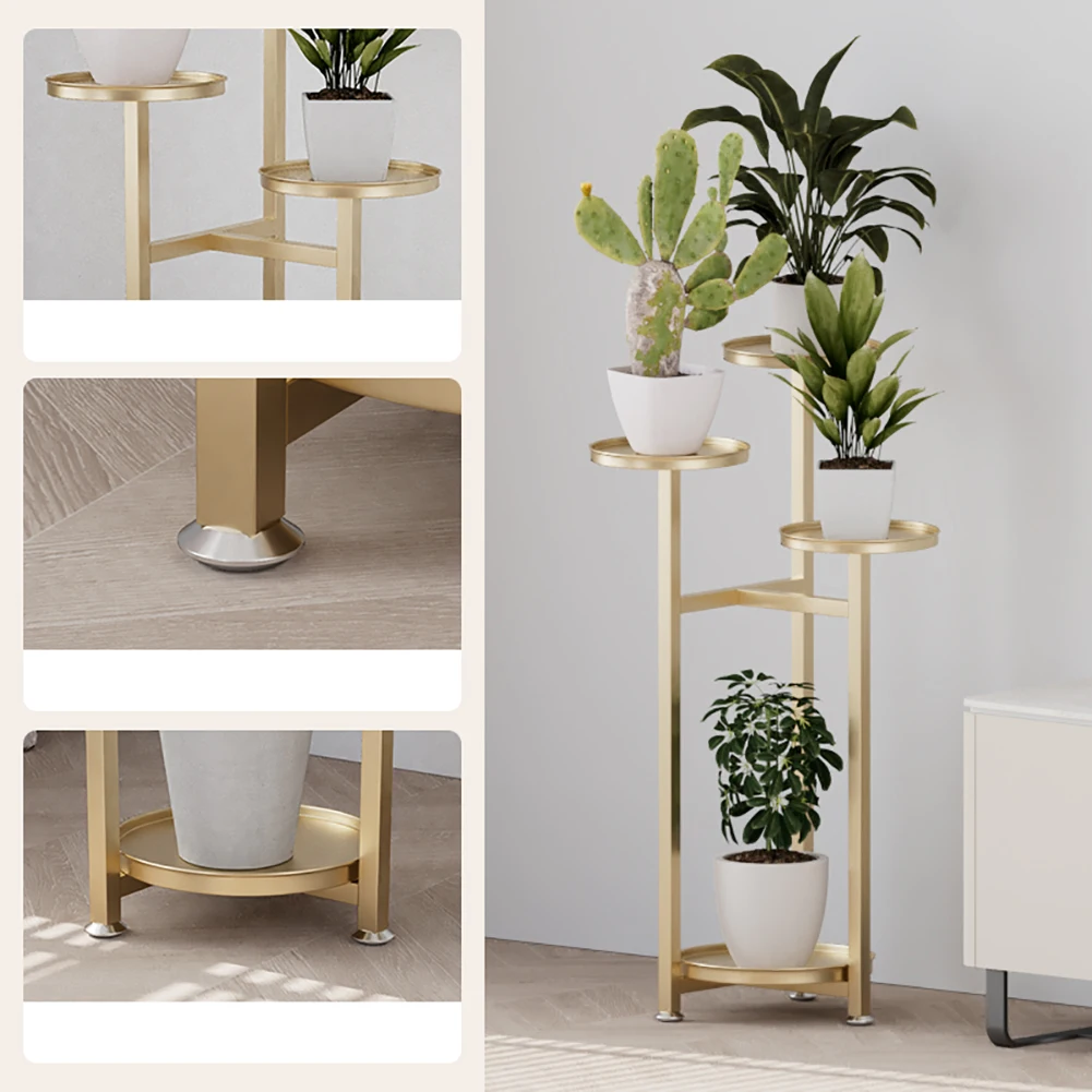 Indoor Multi-Layer Plants Flowers Stands With Anti-slip Feet Corner Stand Tall Planter Holder Shelf For Home Office Decor