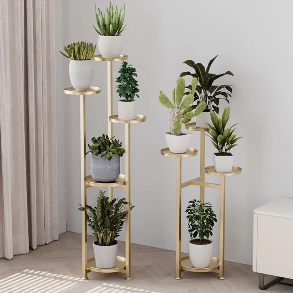 Indoor Multi-Layer Plants Flowers Stands With Anti-slip Feet Corner Stand Tall Planter Holder Shelf For Home Office Decor