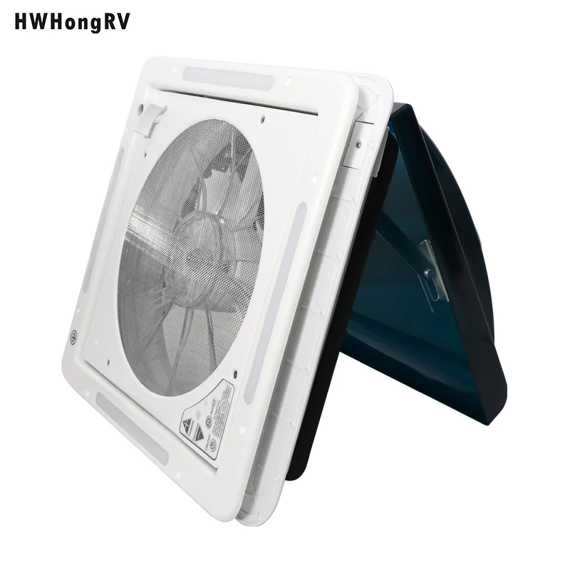 HWHONGRV RV Vent Fan With LED Light,RV Roof Vent Fan 5-Speed-Reversible,RV Bathroom Vent Fan DC 12V for Trailer, Camper, Van