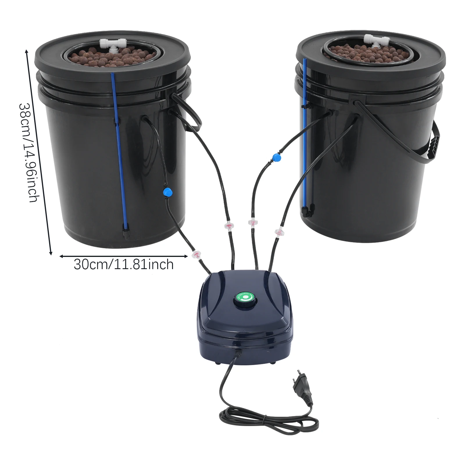 2Pcs Hydroponic System Grow Kit 5 Gallon Deep-water Culture Mechanism with Air Pump Soilless Cultivation for Flowers Vegetables