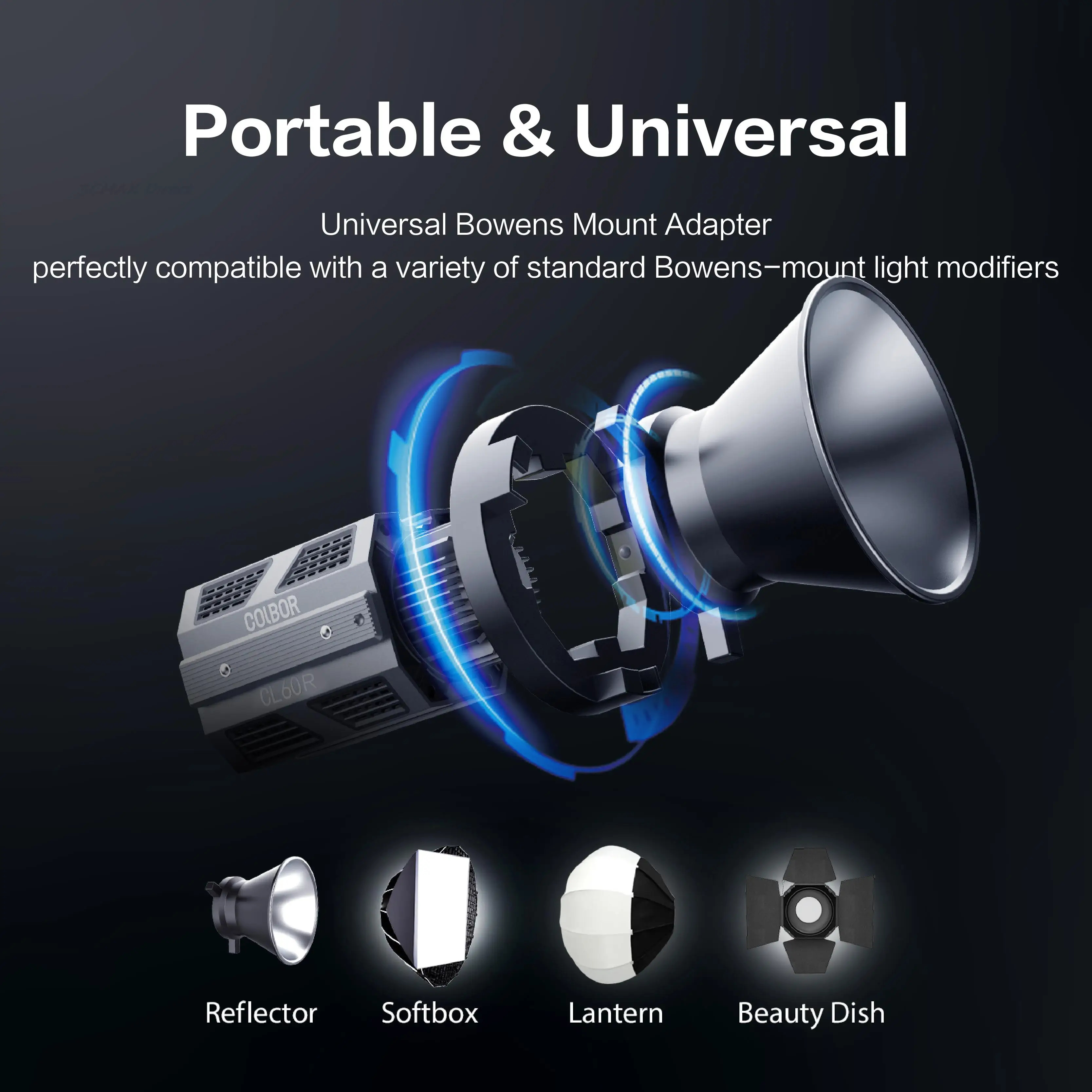 COLBOR CL60R 60W 2700~6500K RGBWW Full-color Video Light with Bowens Mount APP Control for Live-Streaming Photography Fill Lamp