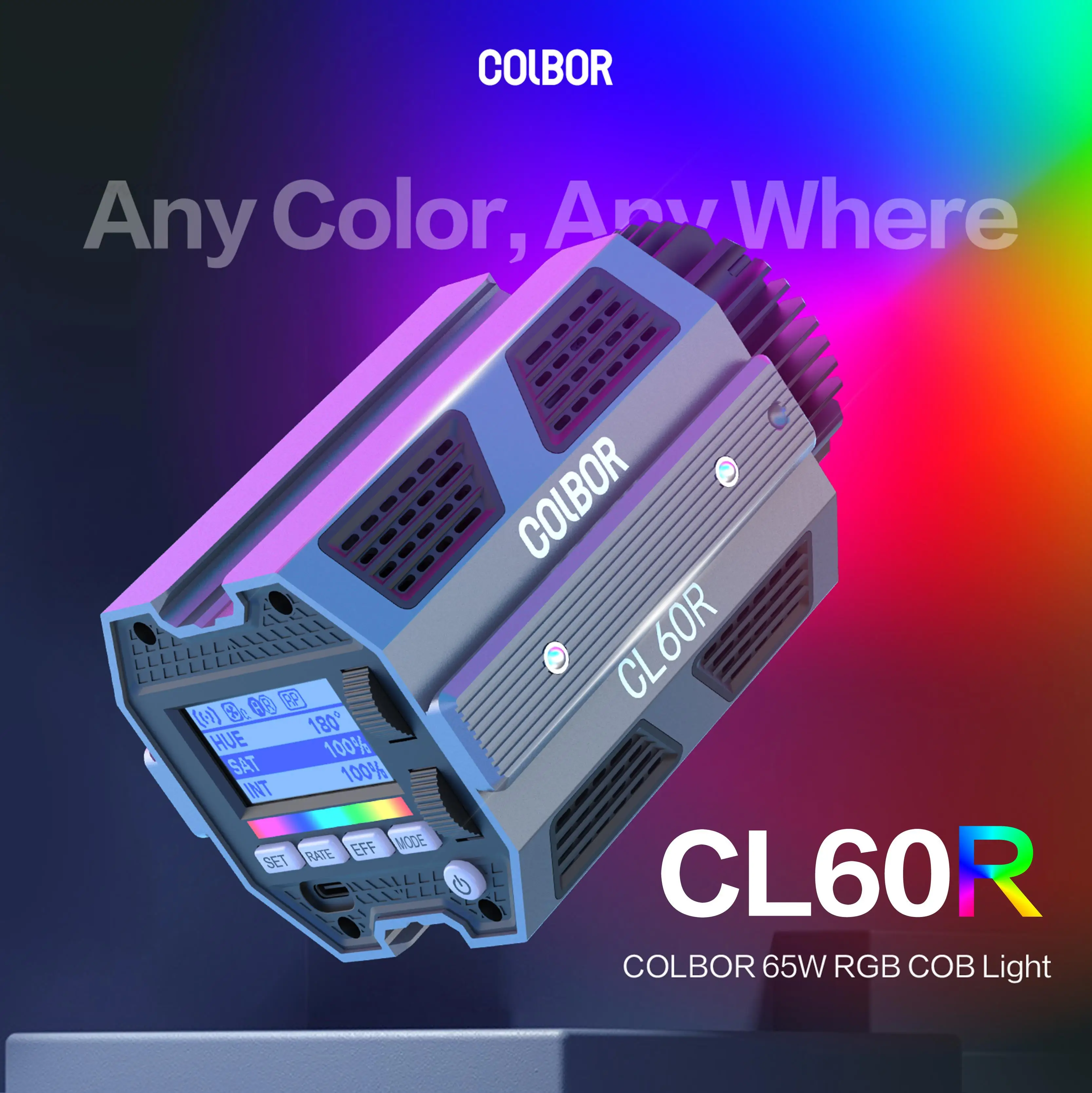 COLBOR CL60R 60W 2700~6500K RGBWW Full-color Video Light with Bowens Mount APP Control for Live-Streaming Photography Fill Lamp