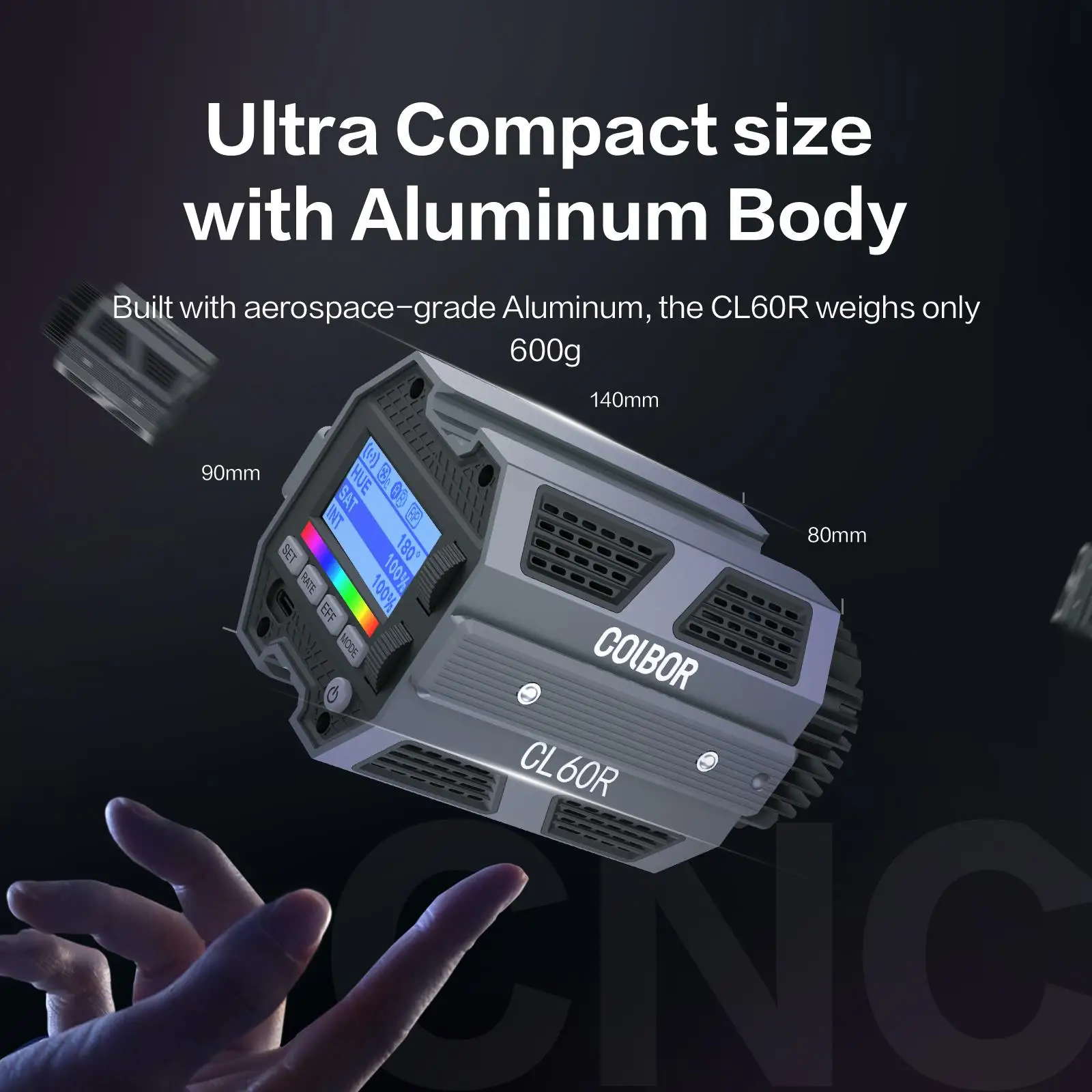 COLBOR CL60R 60W 2700~6500K RGBWW Full-color Video Light with Bowens Mount APP Control for Live-Streaming Photography Fill Lamp