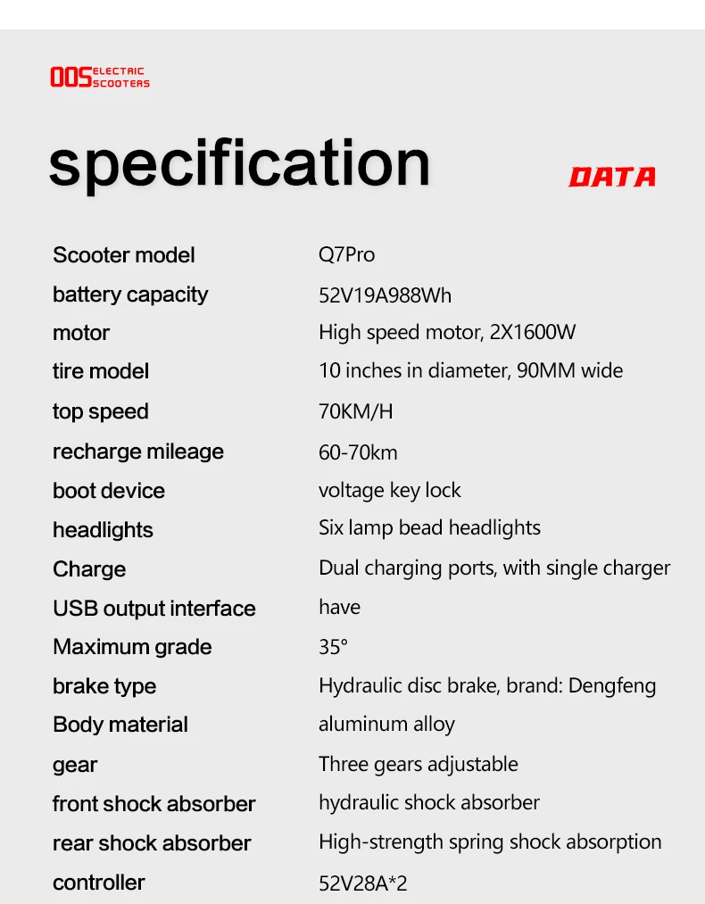 Boyueda Q7Pro Electric Scooter for Adults with Dual Motors and a 52V 19Ah Battery, featuring quiet 10-inch tires—ideal for daily commuting.